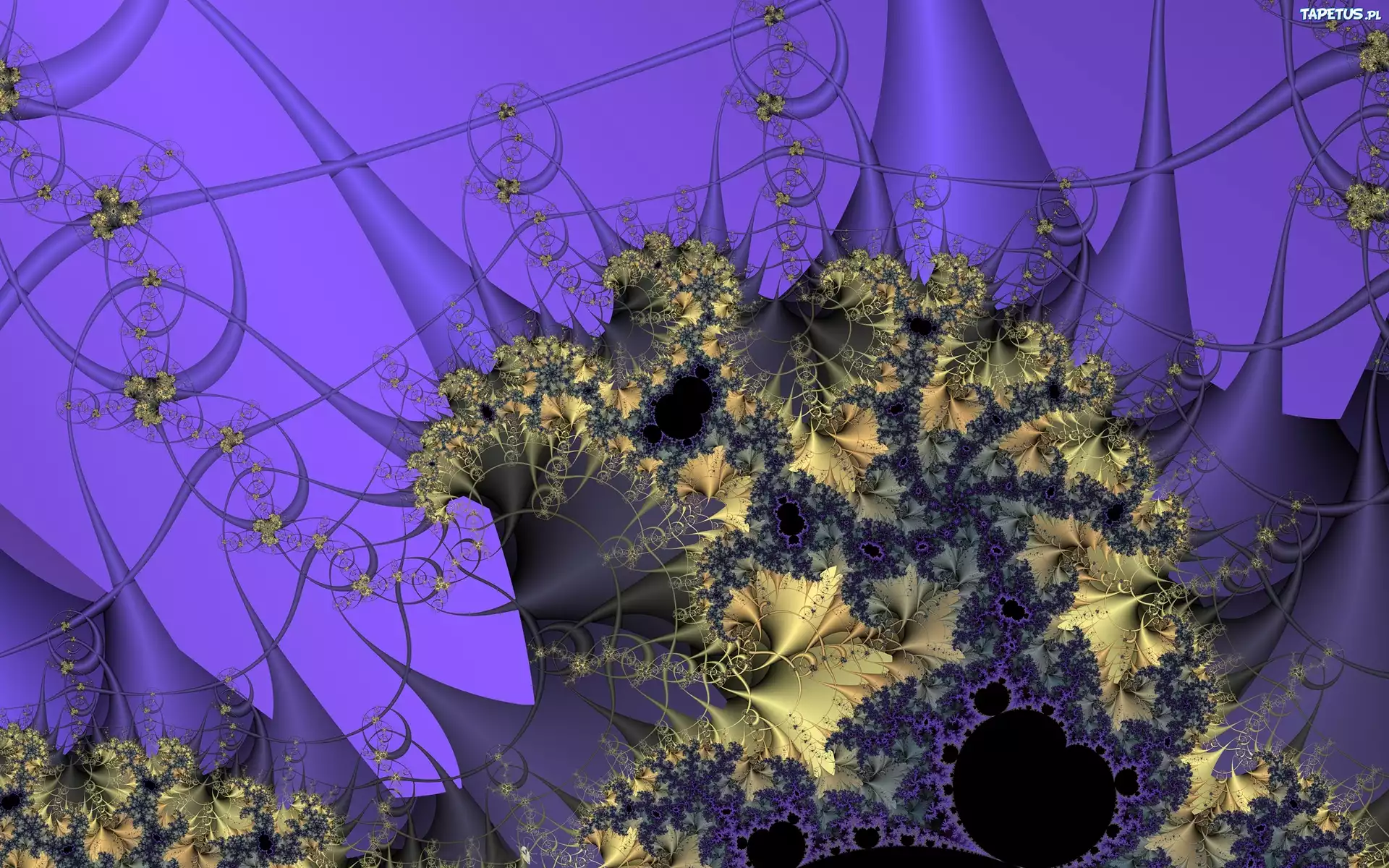 Grafika, Fioletowo-żółta, Abstrakcja, Fraktal, Mandelbrota