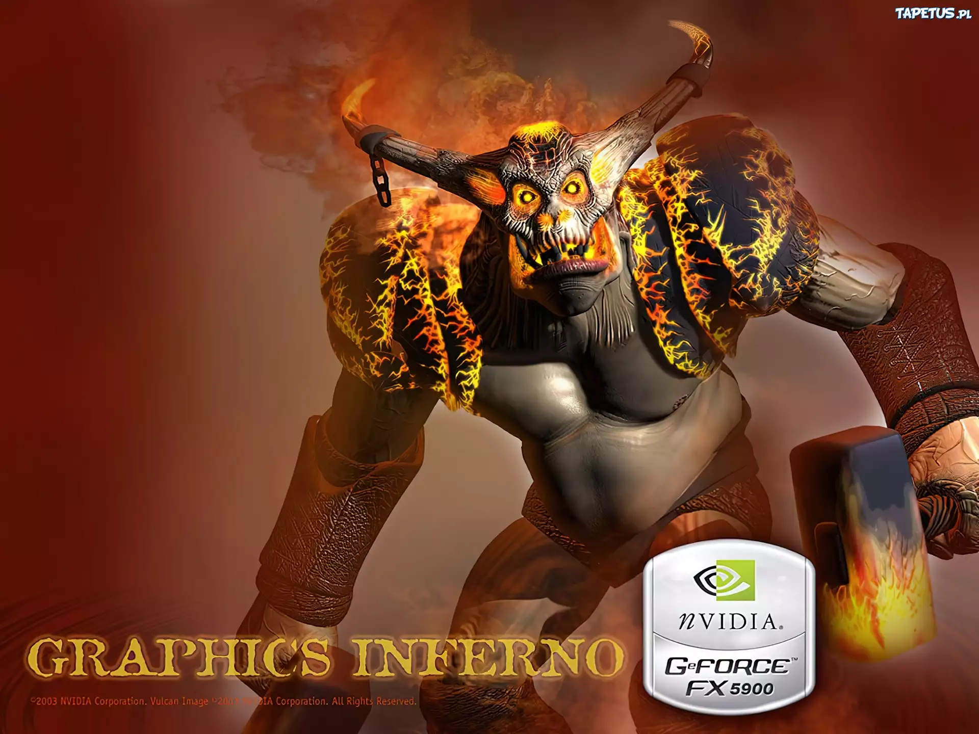 potwór, Nvidia, logo, ogień