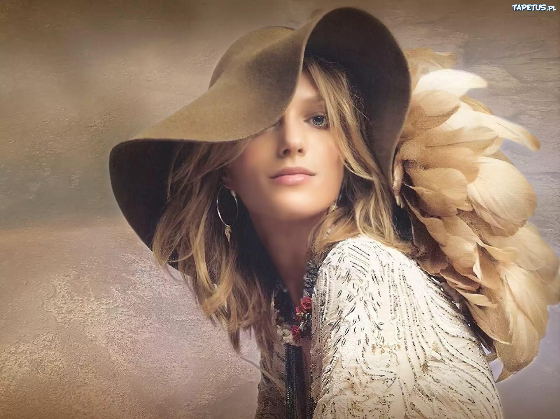 Anja Rubik, Kapelusz, Pióra