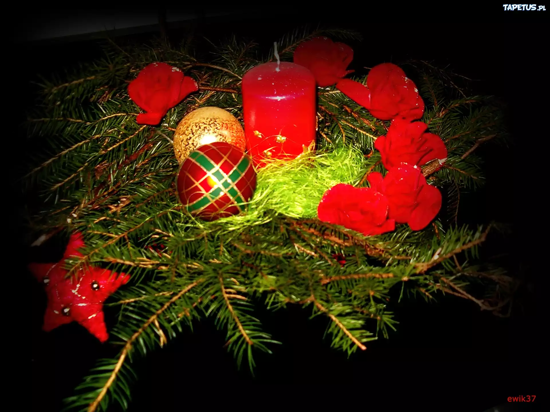 Zielone, Gałęzie, Stroik, Ozdoby