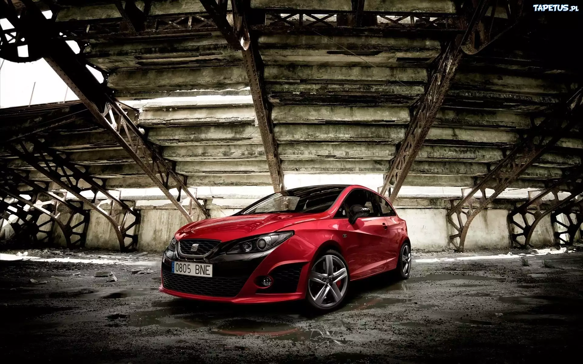 Seat, Ibiza, Czerwony, Duże, Felgi, Hala