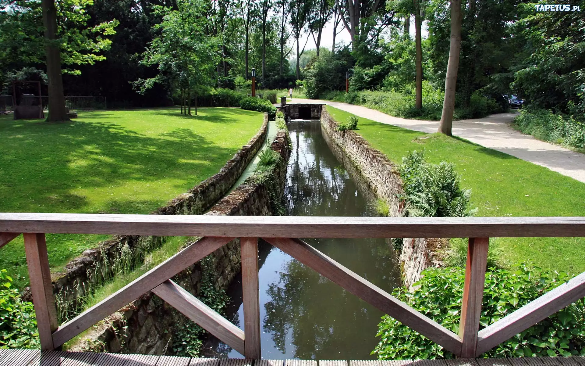 Park, Rzeczka, Mostek, Aleja