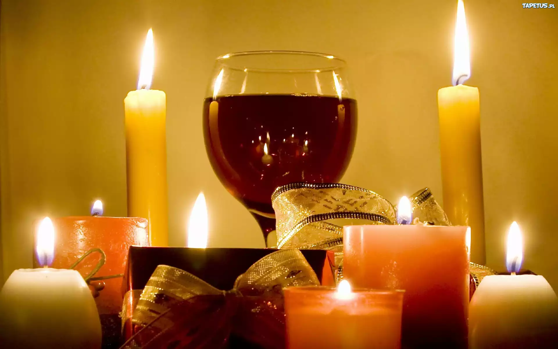Kieliszek, Wino, Świece, Ogień