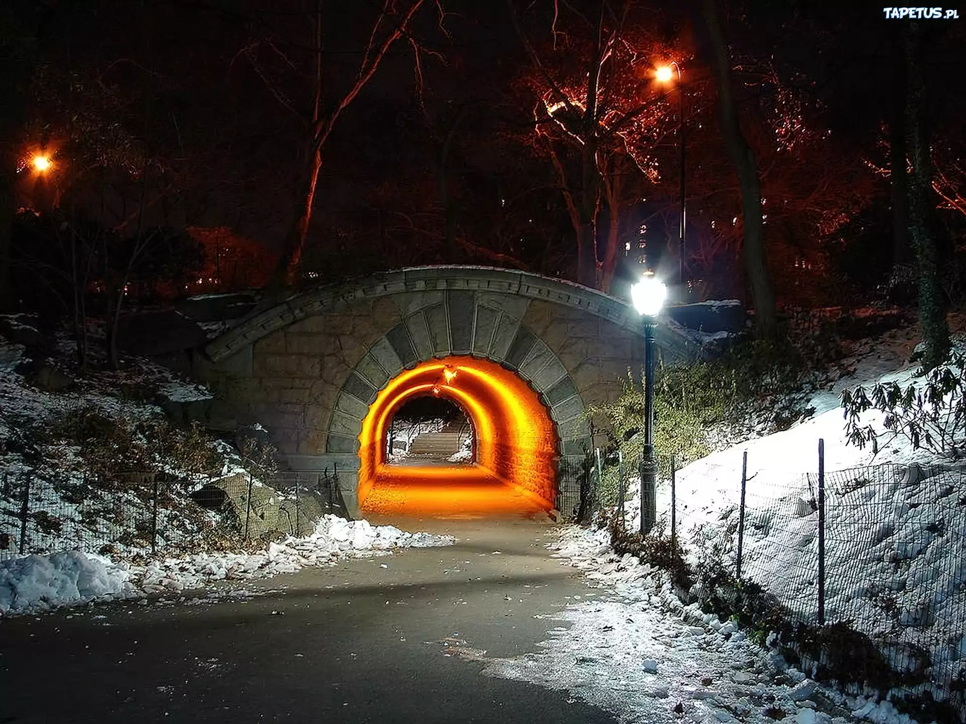 Zima, Droga, Tunel, Światło