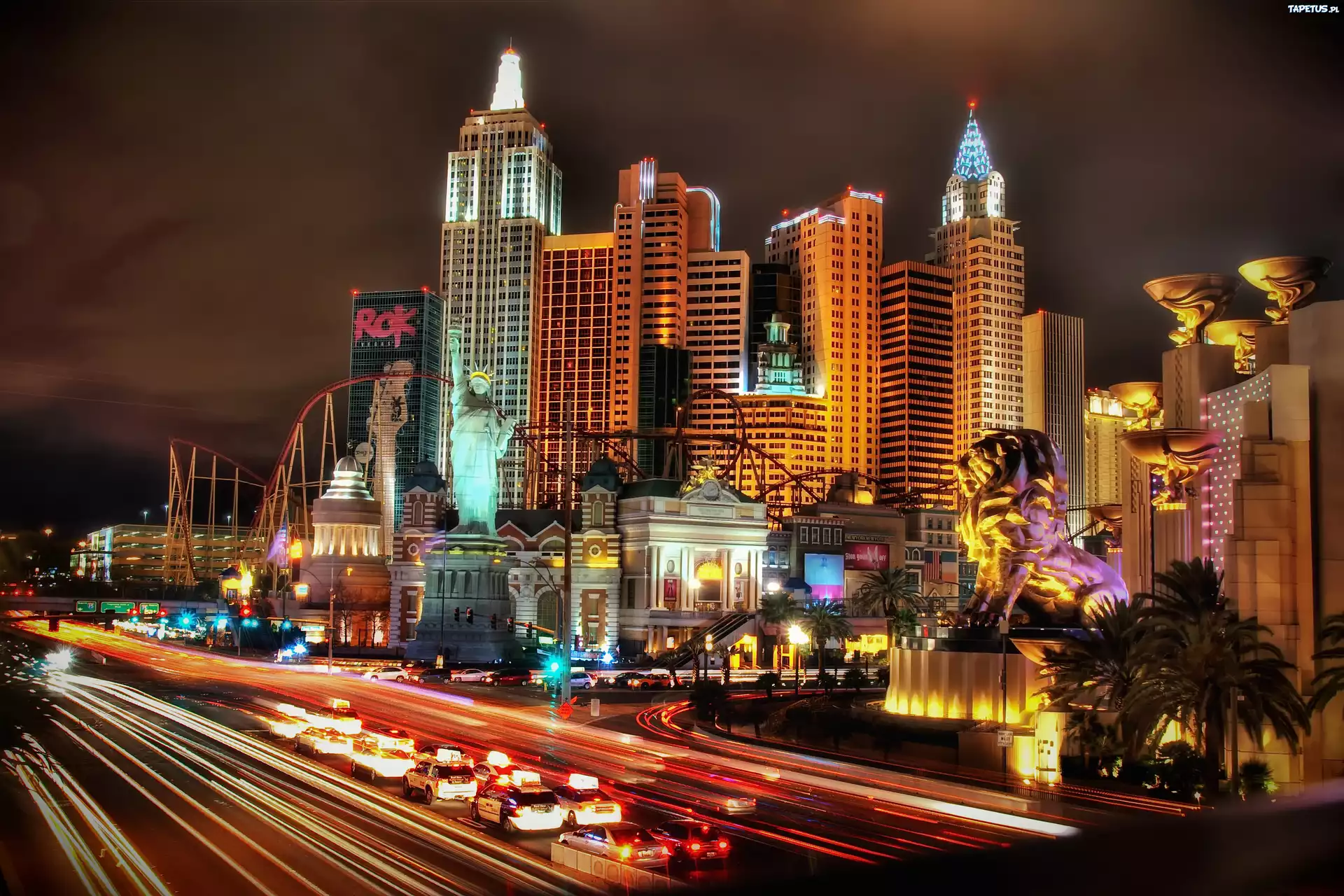 Miasto, Las Vegas, Światła, Ulica