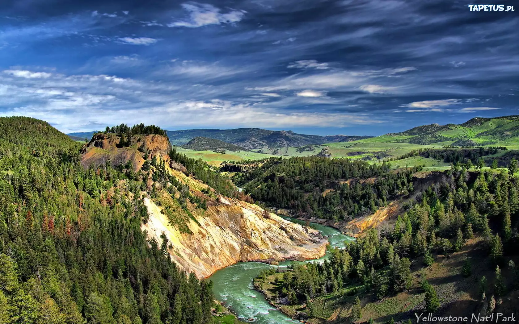 Park, Narodowy, Yellowstone, Rzeka, Góry