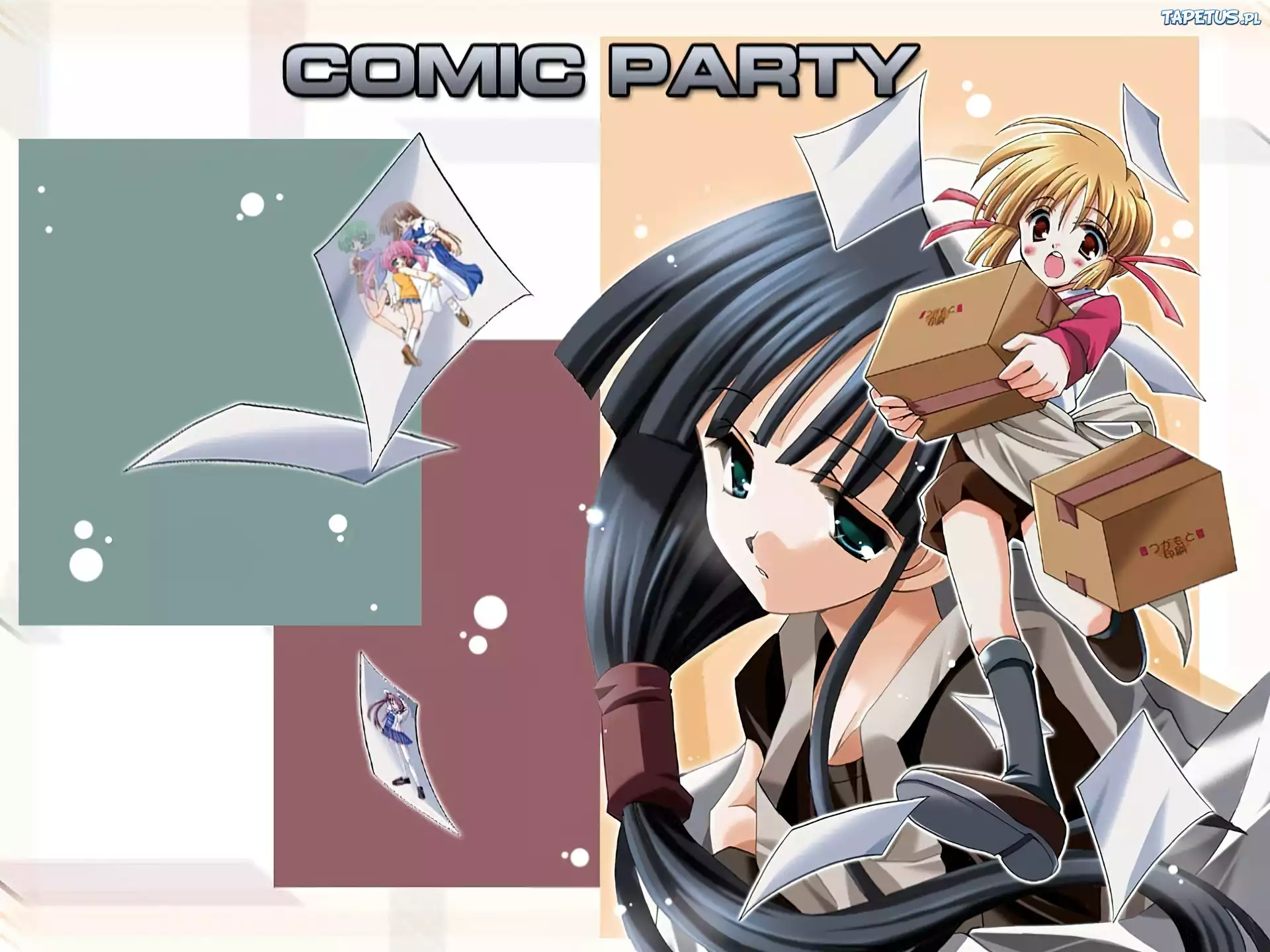 Comic Party, twarz, dziewczyny, kartony, zdjęcia