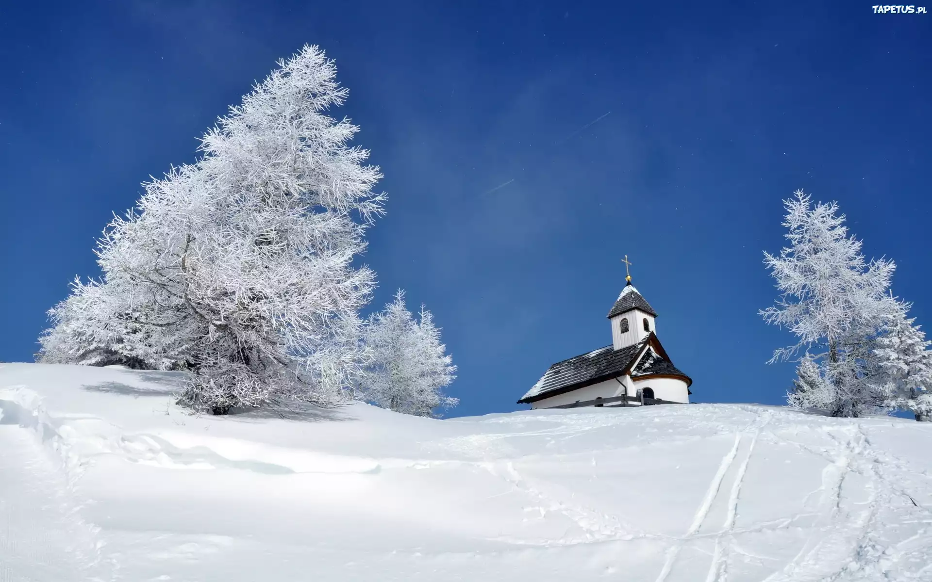 зима снег церковь горы скачать