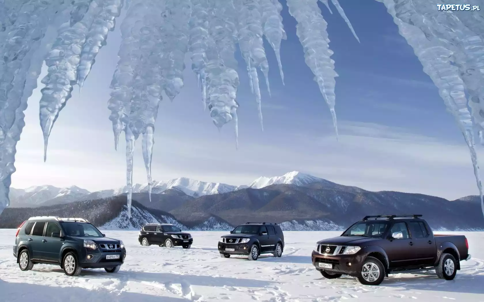 Góry, Sople, Lodowe, Samochody, Nissan