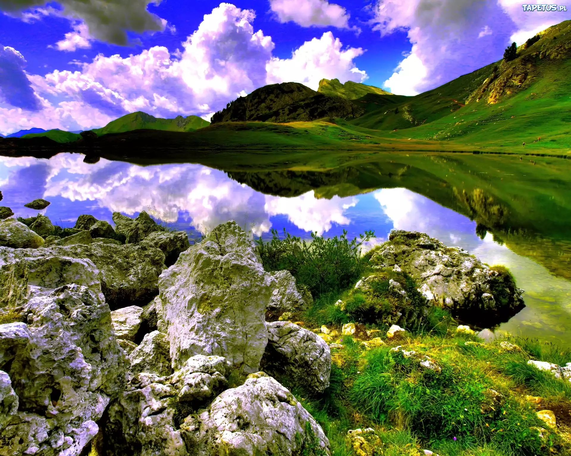 Góry, Jezioro, Kamienie, Odbicie, Lustrzane