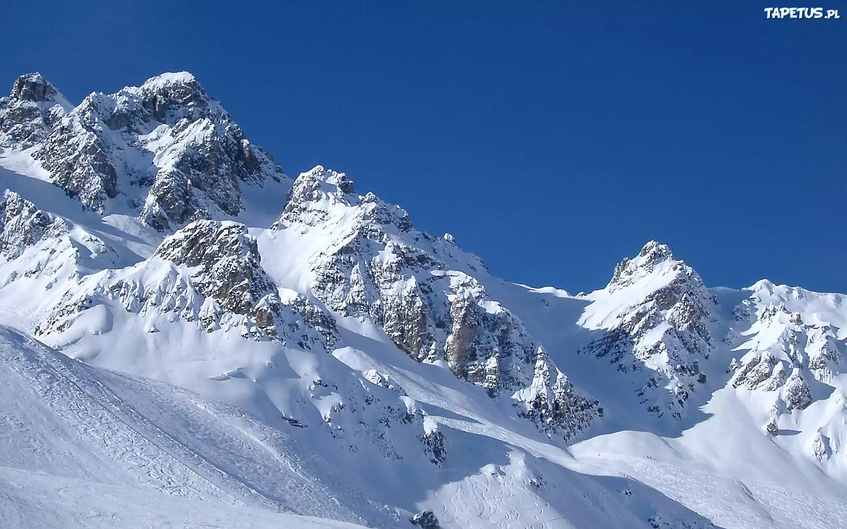Góry, Śnieg, Błękitne, Niebo