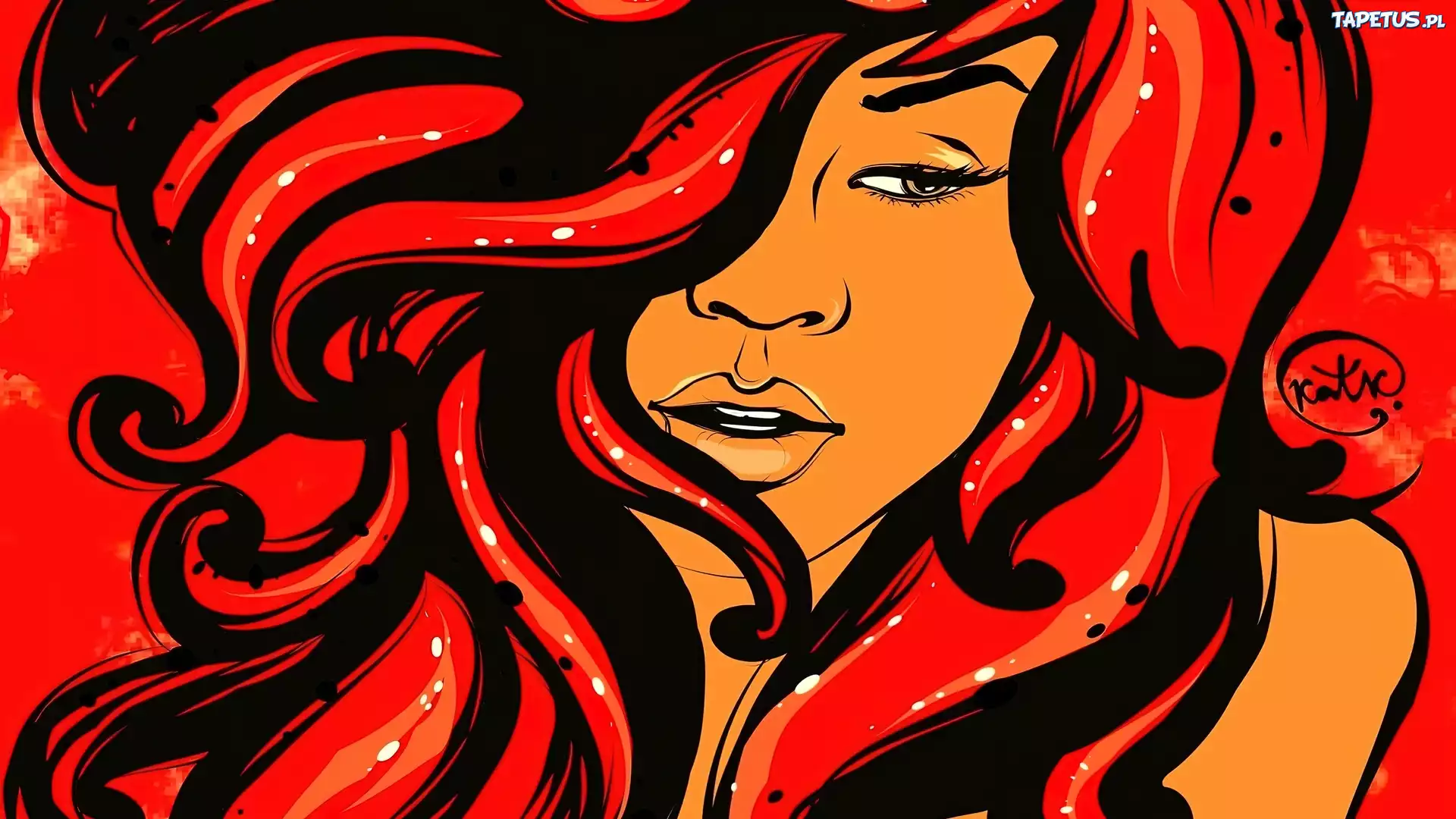 Dziewczyna, Portret, Grafika