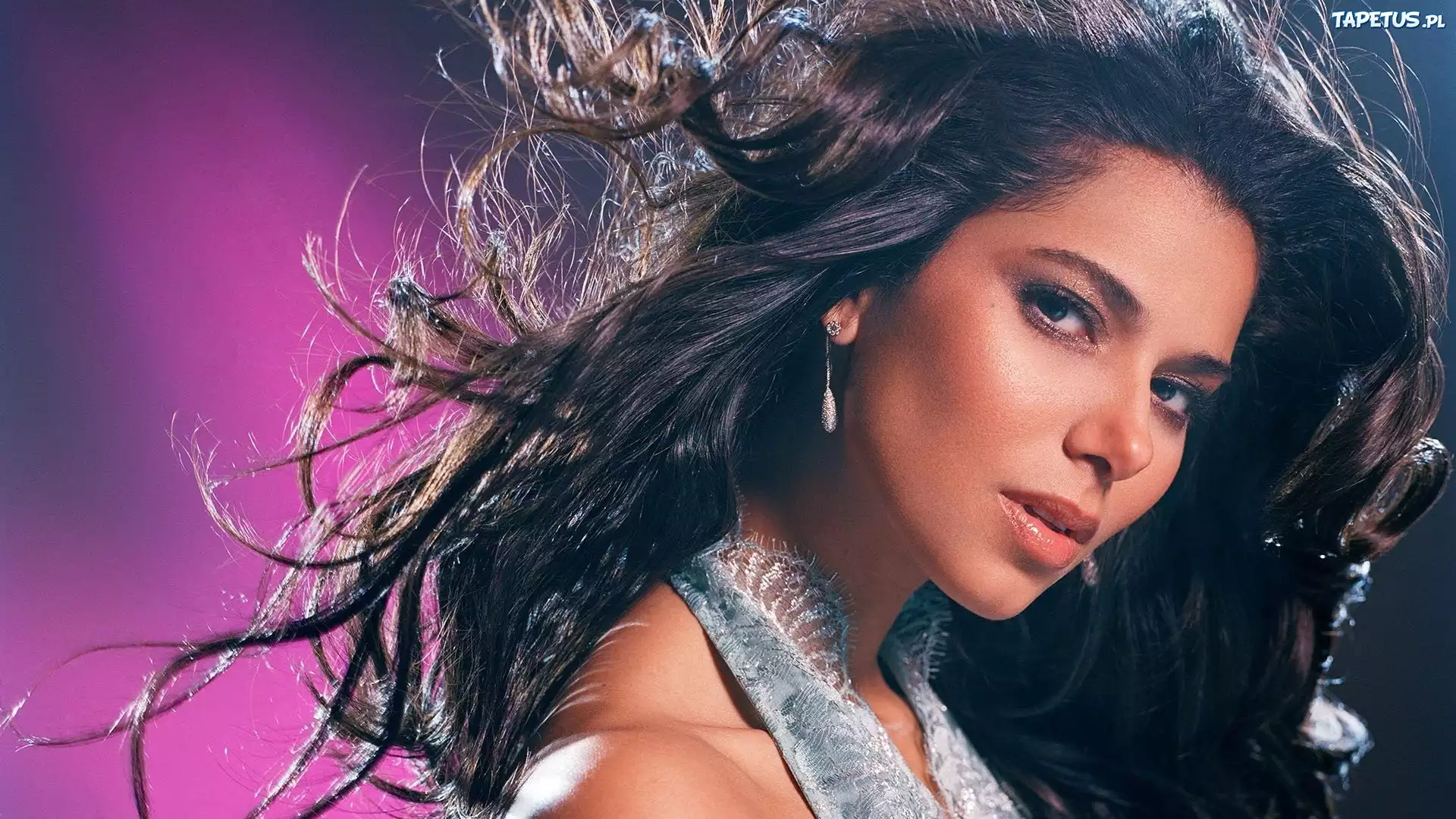 Długowłosa, Brunetka, Makijaż, Bizuteria, Roselyn Sanchez