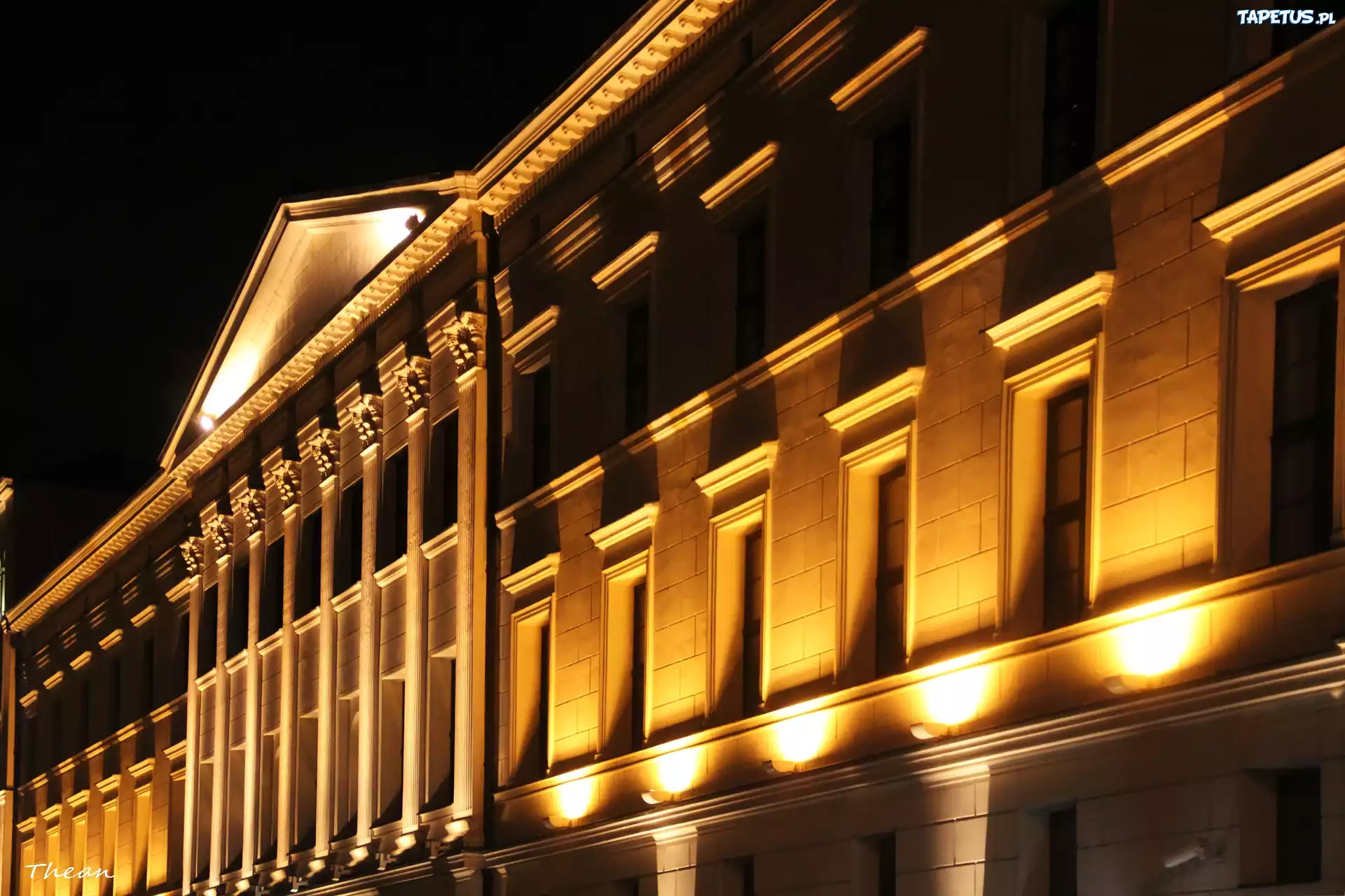 Zabytkowy, Budynek, Poznań, Centrum, Noc