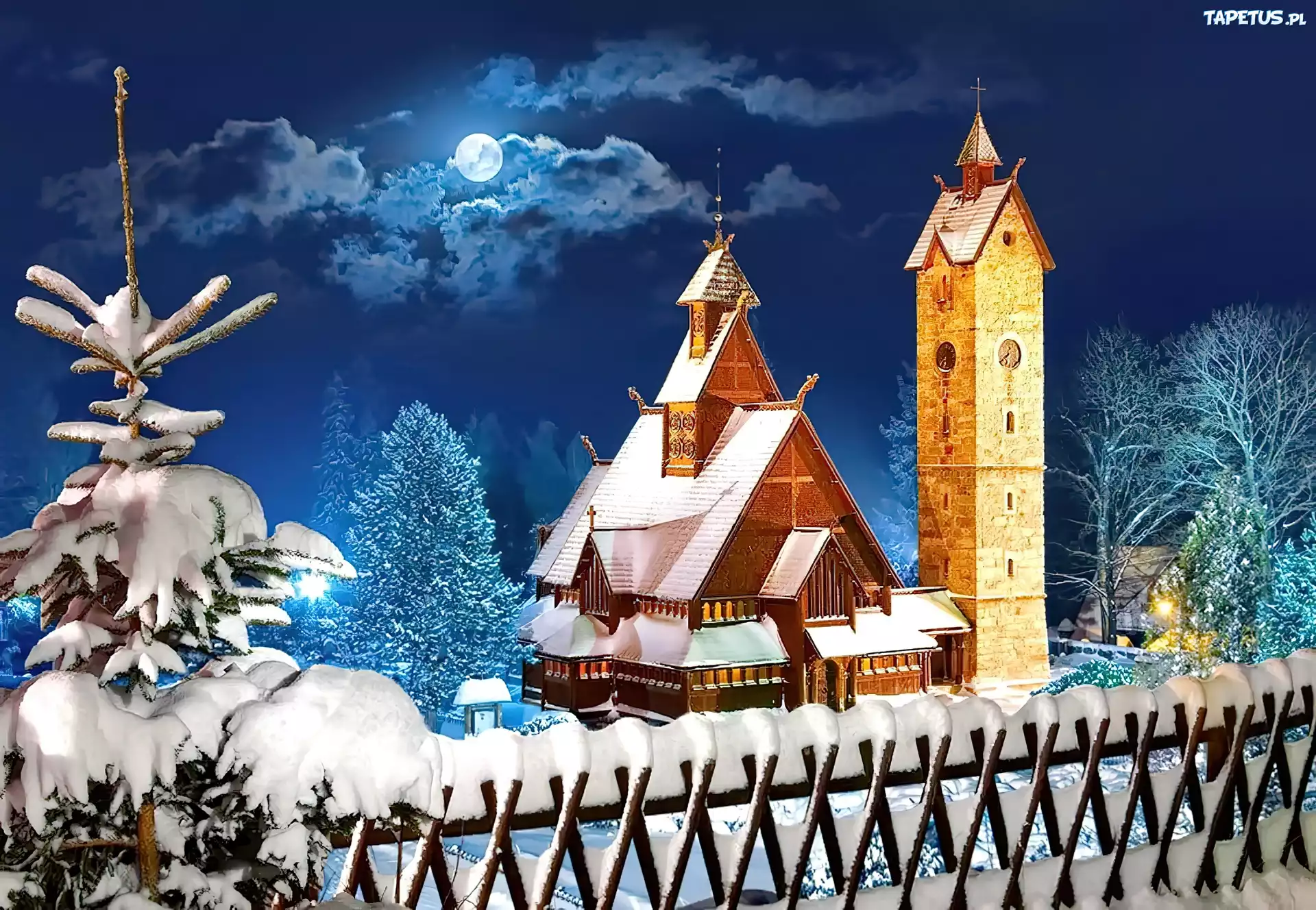 Kościół, Płot, Zima