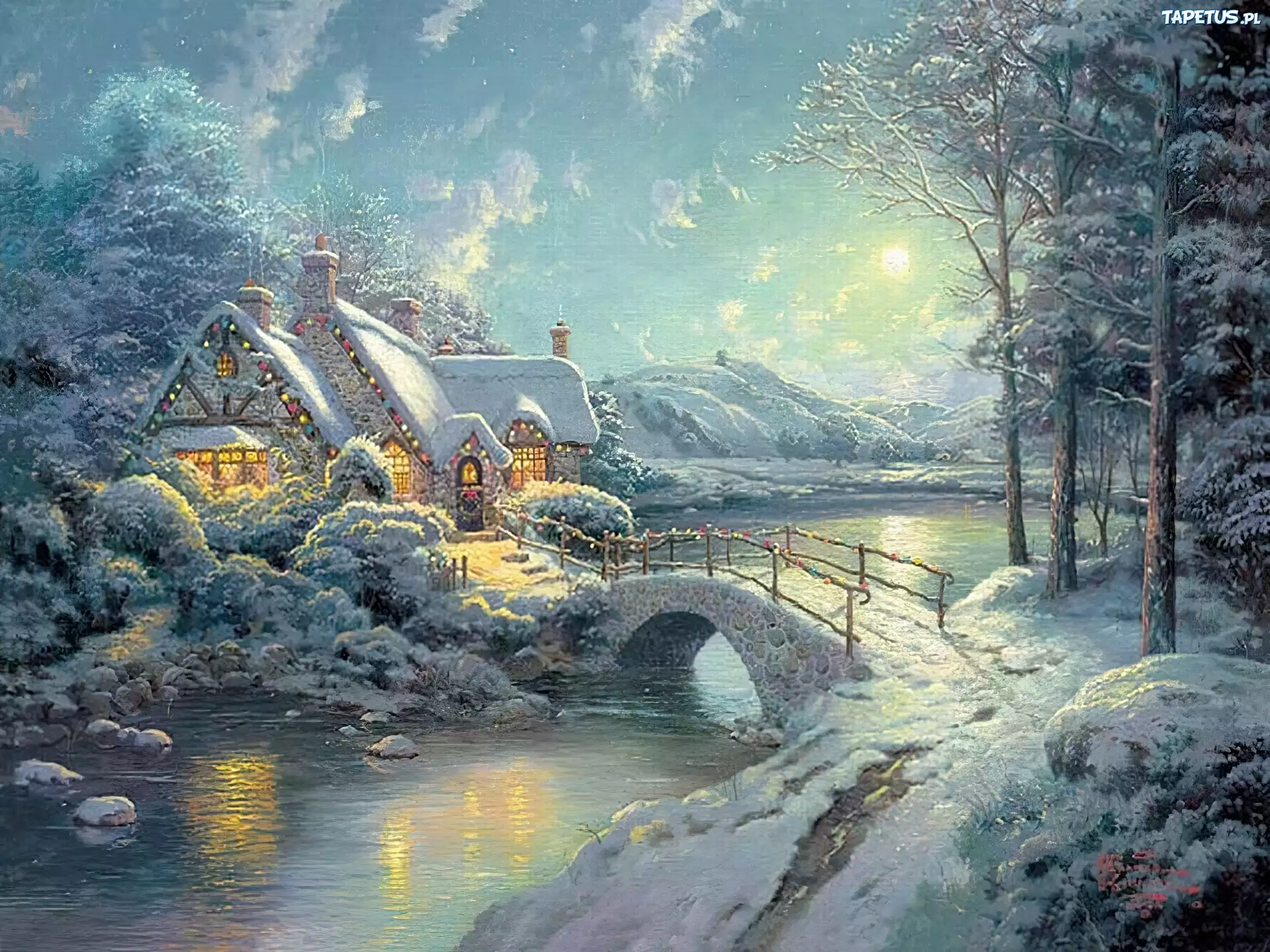Thomas Kinkade, Zima, Dom, Rzeka