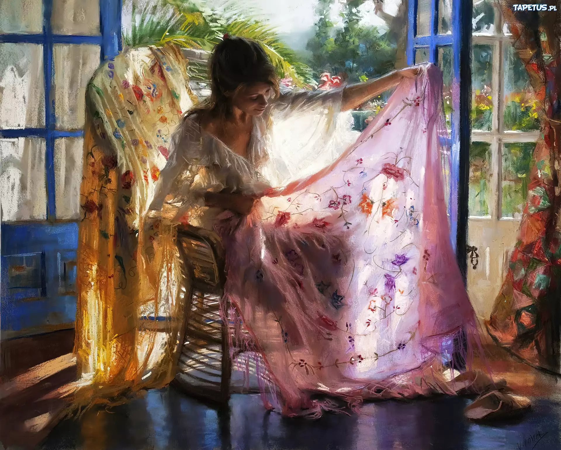 Kobieta, Chusta, Obraz, Vicente Romero Redondo