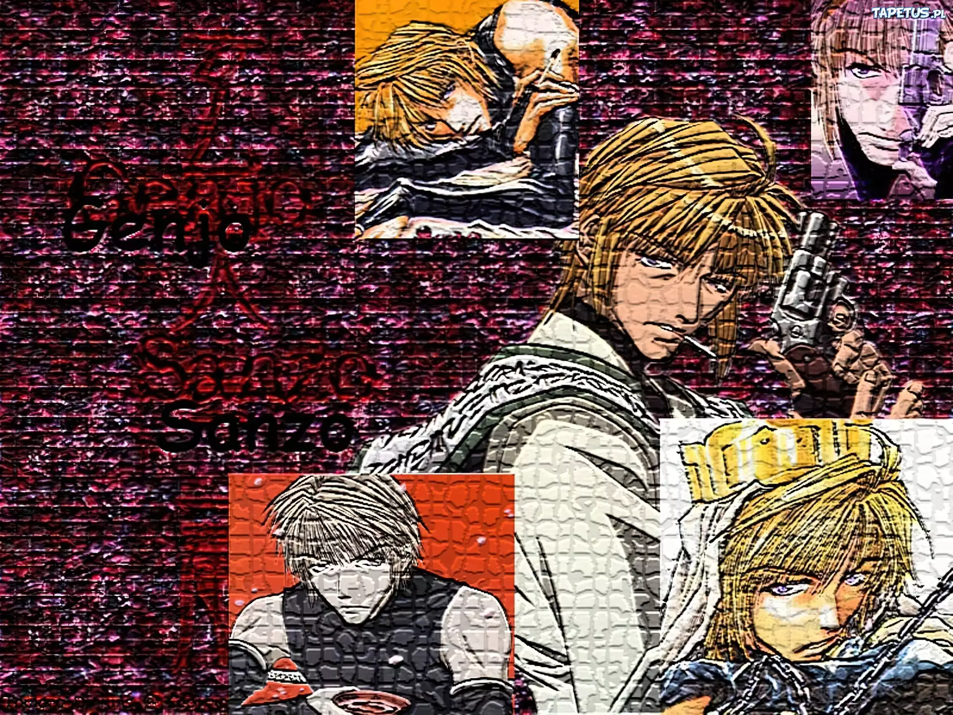 Saiyuki, ściana, gaffiti, malunek, ludzie