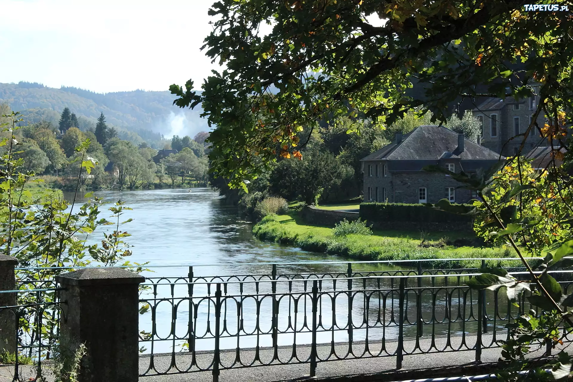 Rzeka, Dom, Most, Zieleń