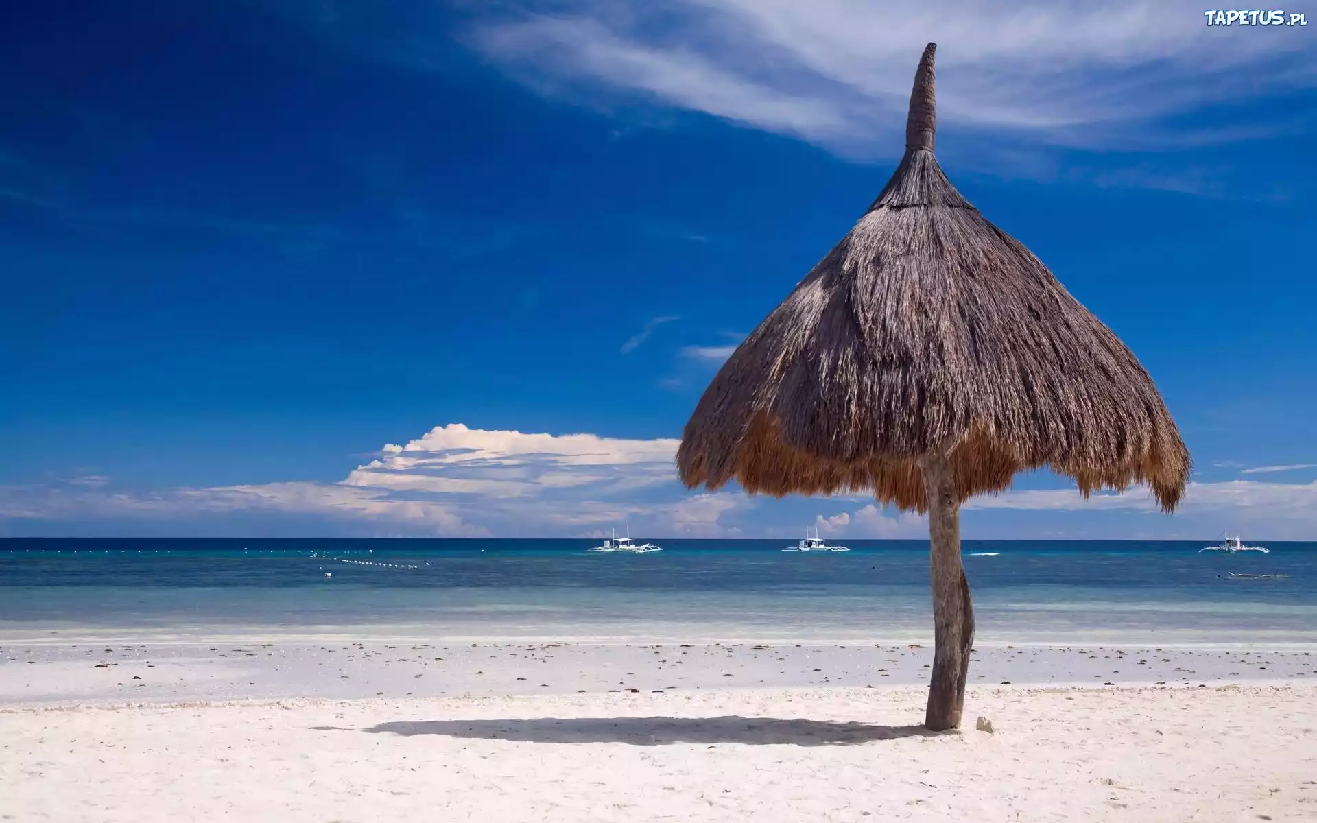Morze, Plaża, Parasol, Niebo