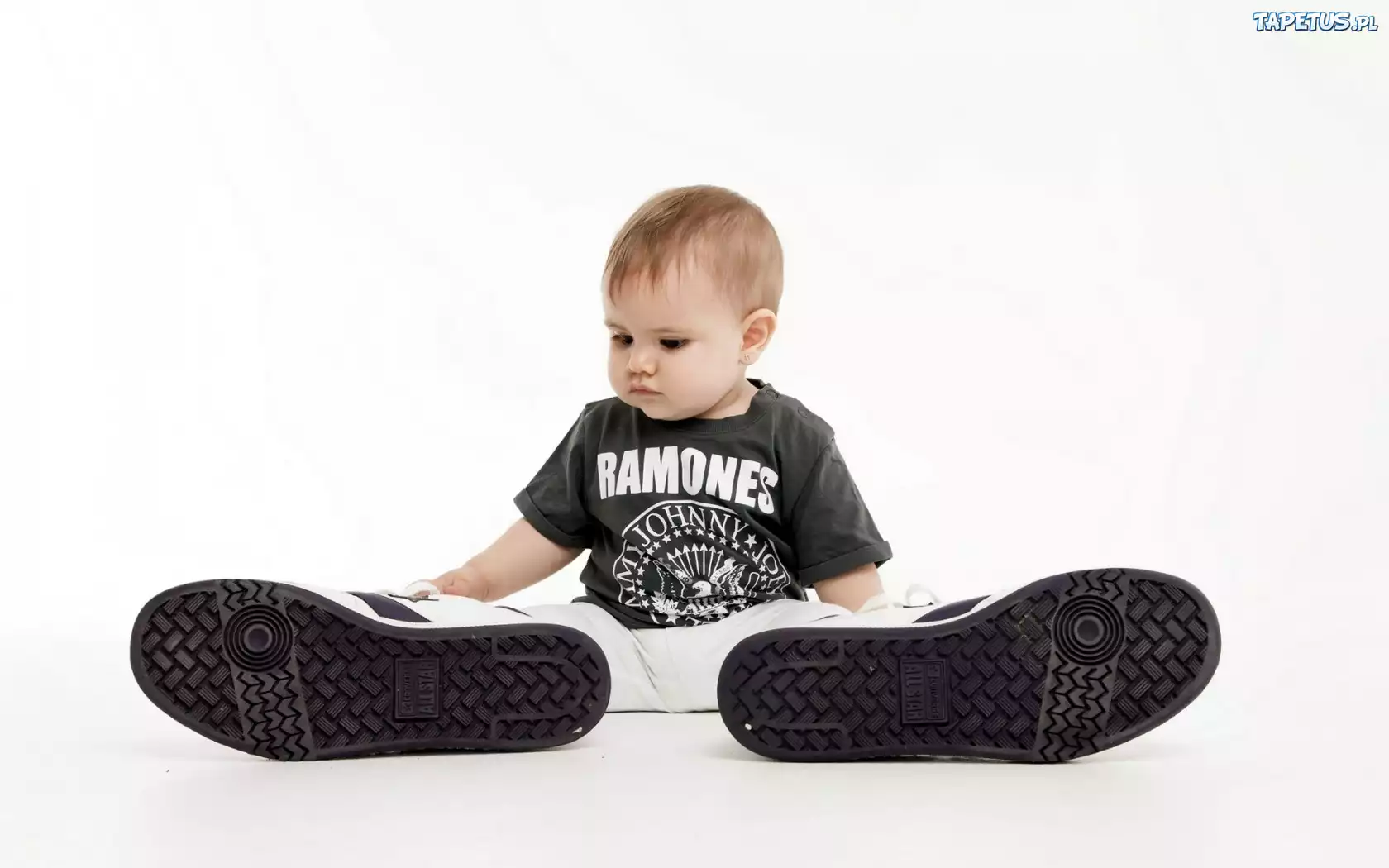 Mały, Chłopczyk, Duże, Buty, Converse