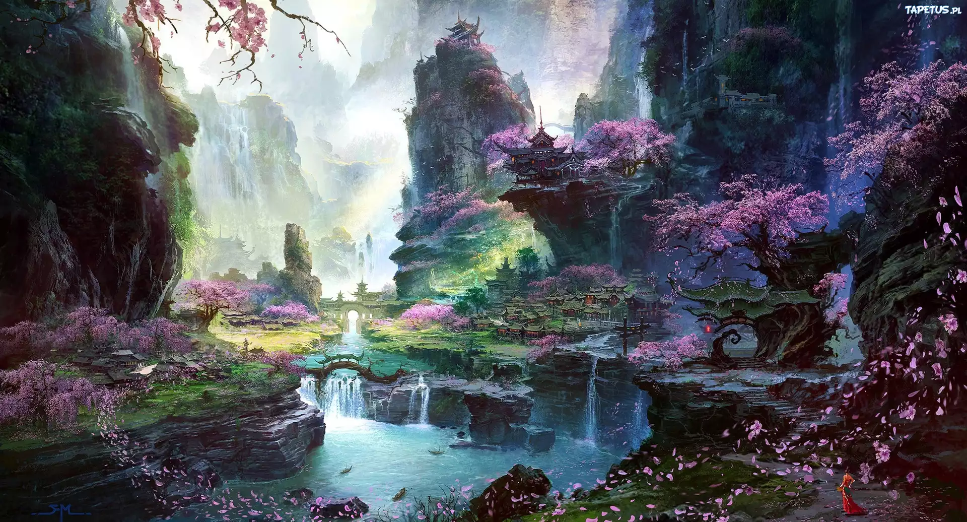 Grafika, Fantasy, Góry, Rzeka