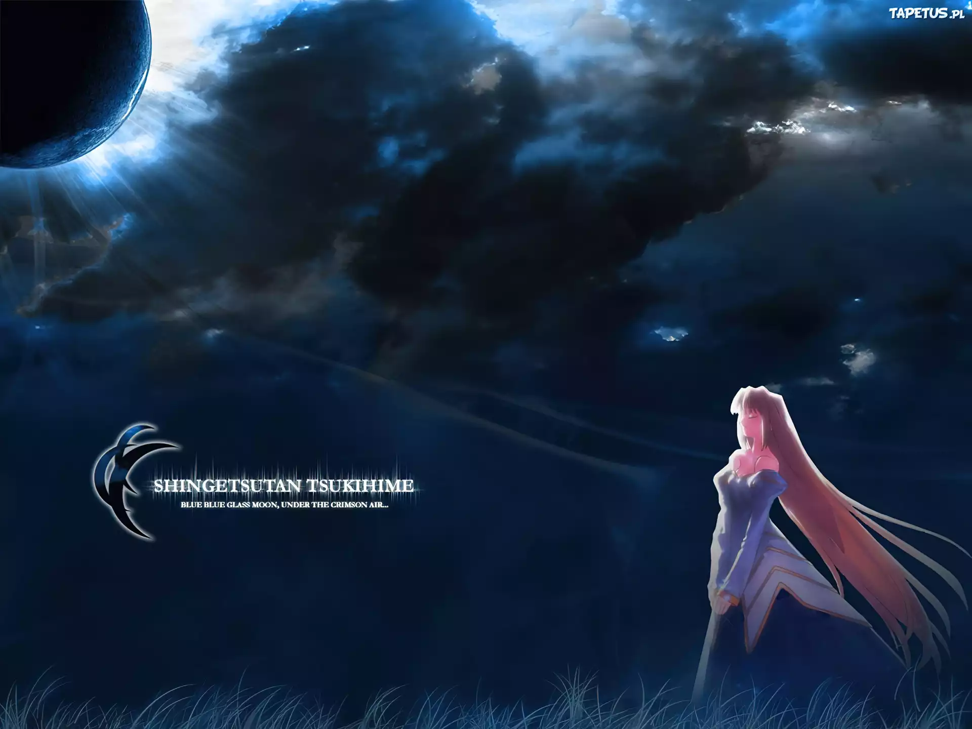 Shingetsutan Tsukihime, długie włosy, chmury
