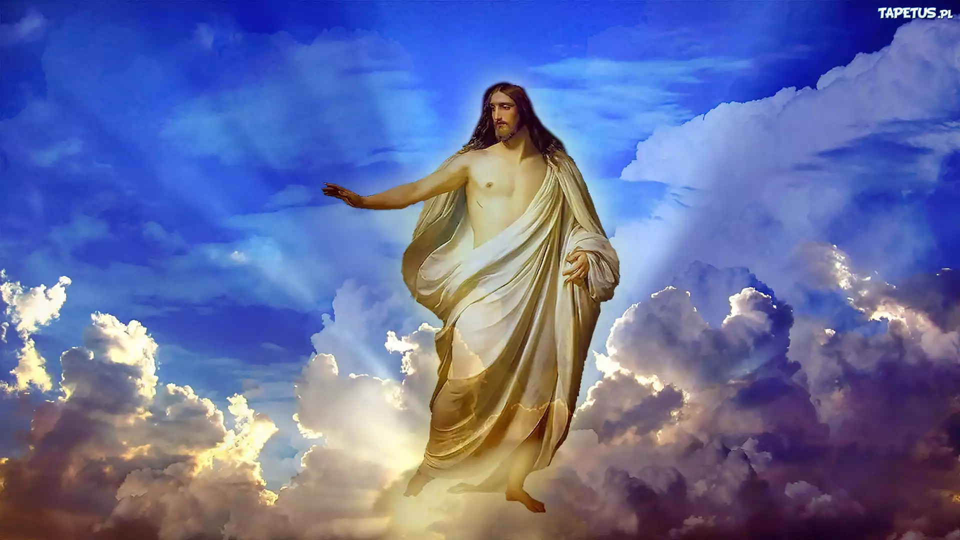 Jezus, Chmury, Promienie, Światła