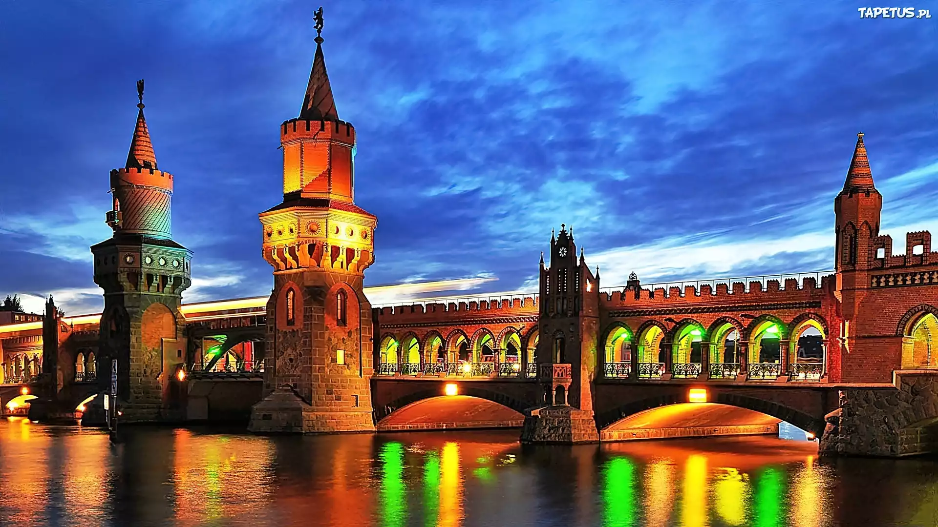 Oświetlony, Most, Berlin, Niemcy