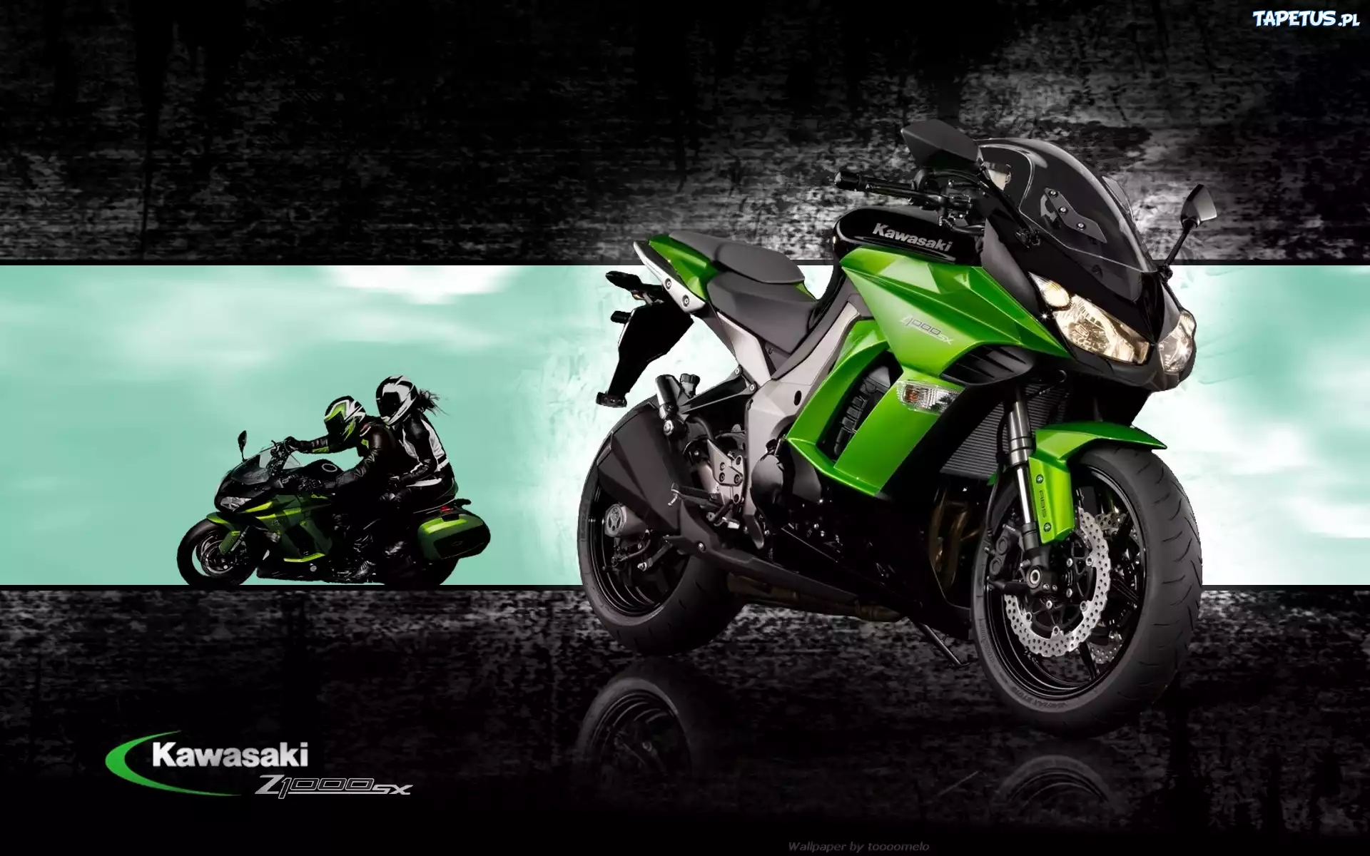 Kawasaki Z 1000 SX, Zielony, Motocykl, Motocykliści