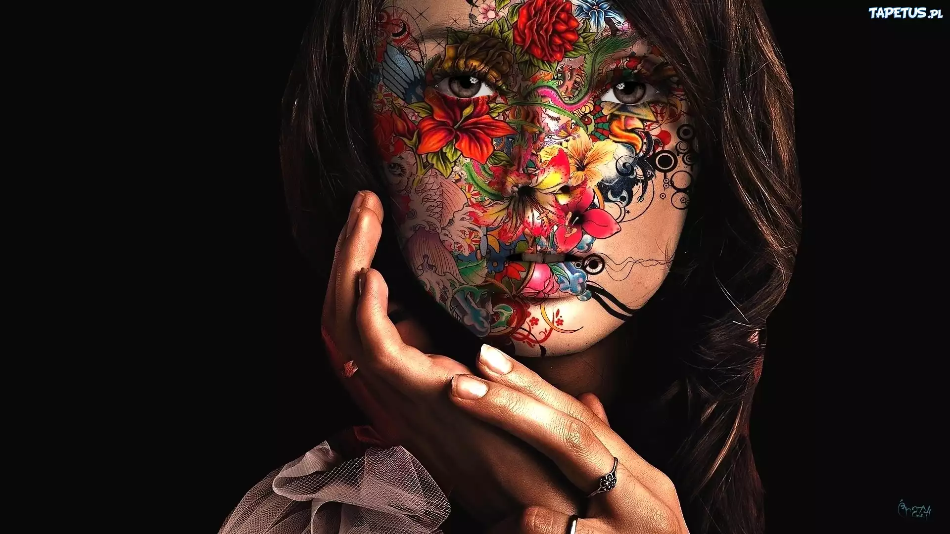 Kobieta, Bodypainting, Dłonie
