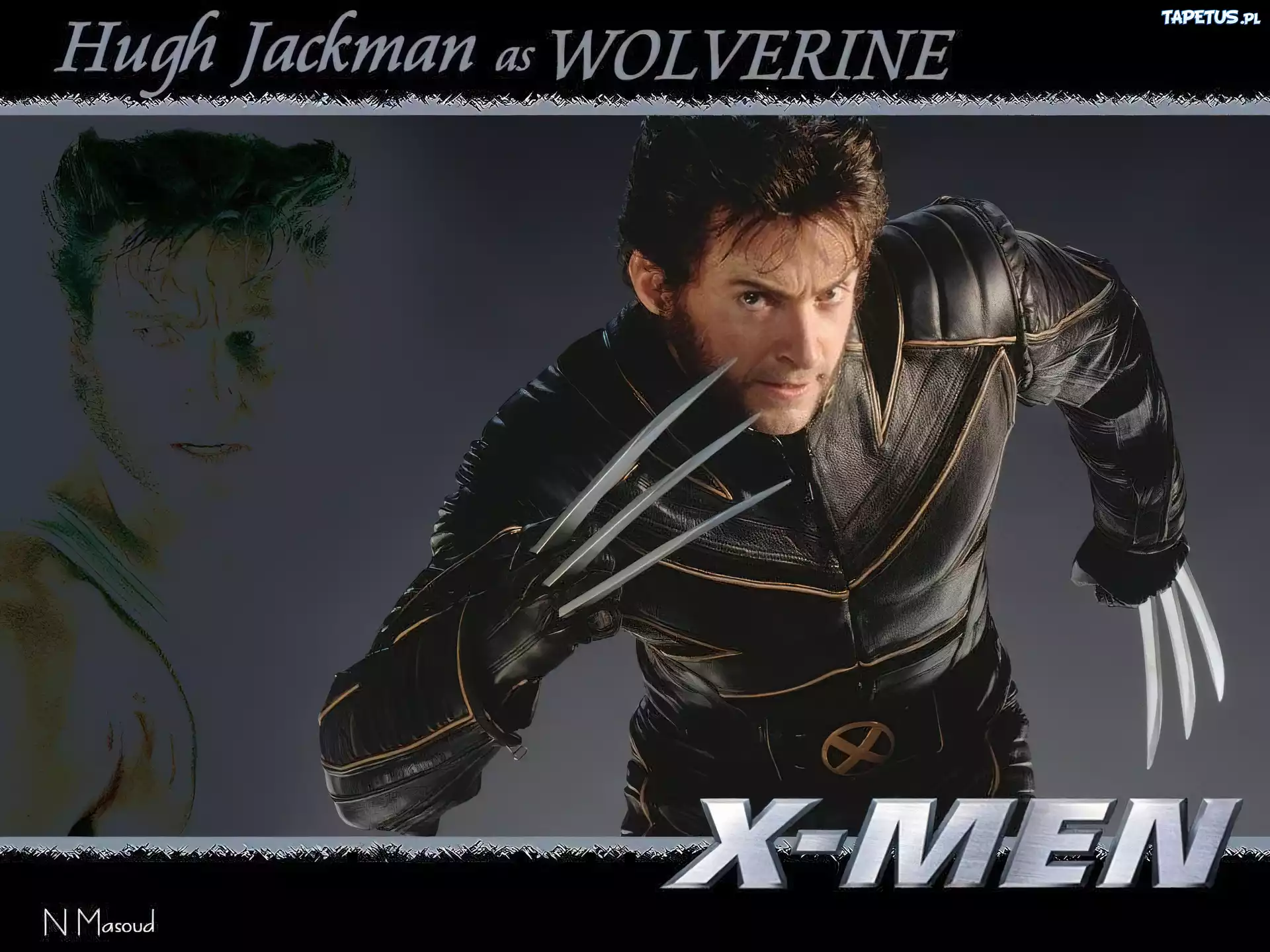 Hugh Jackman,x-men, czarna kurtka