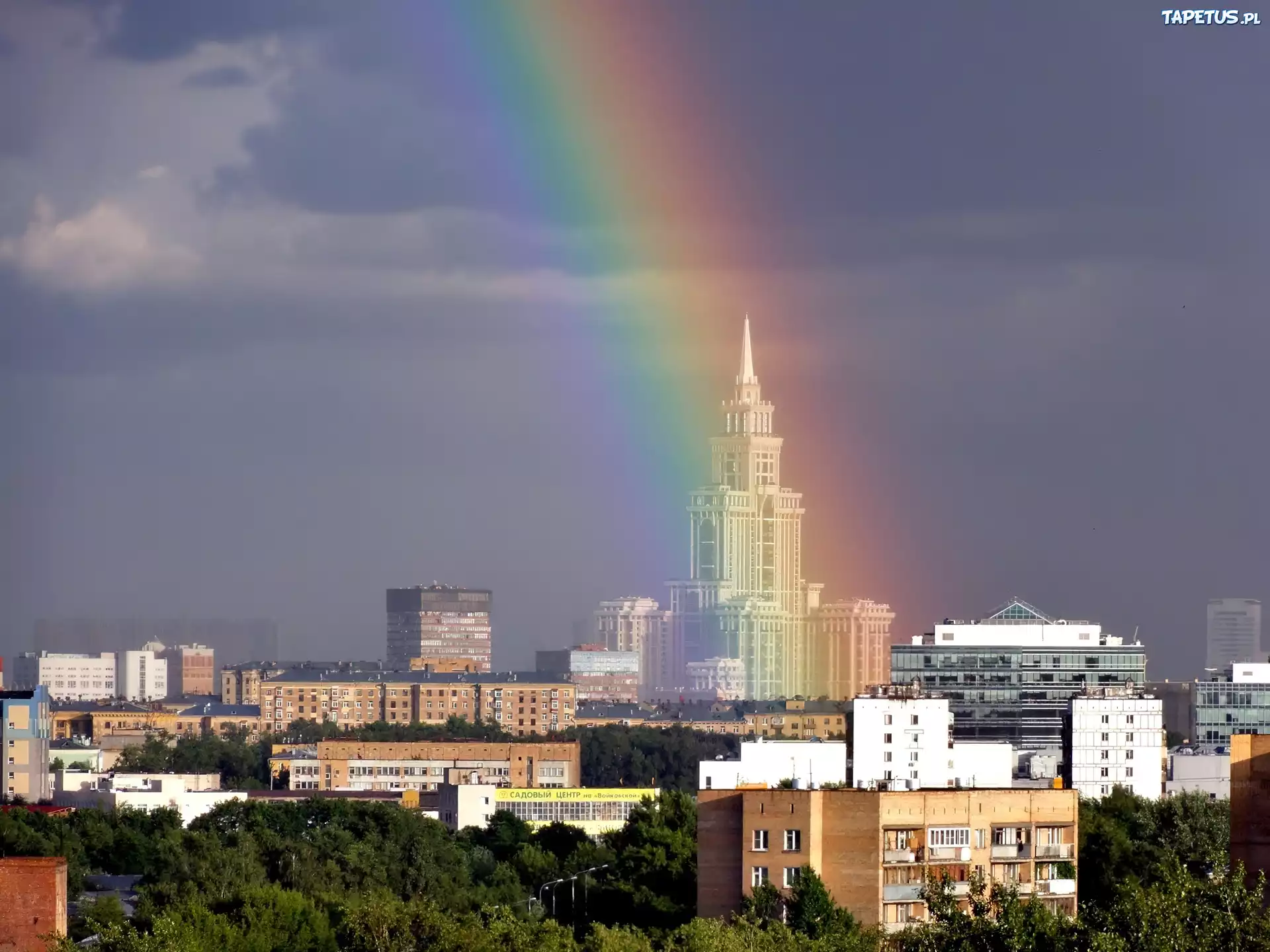 Moskwa, Widok, Miasta, Tęcza