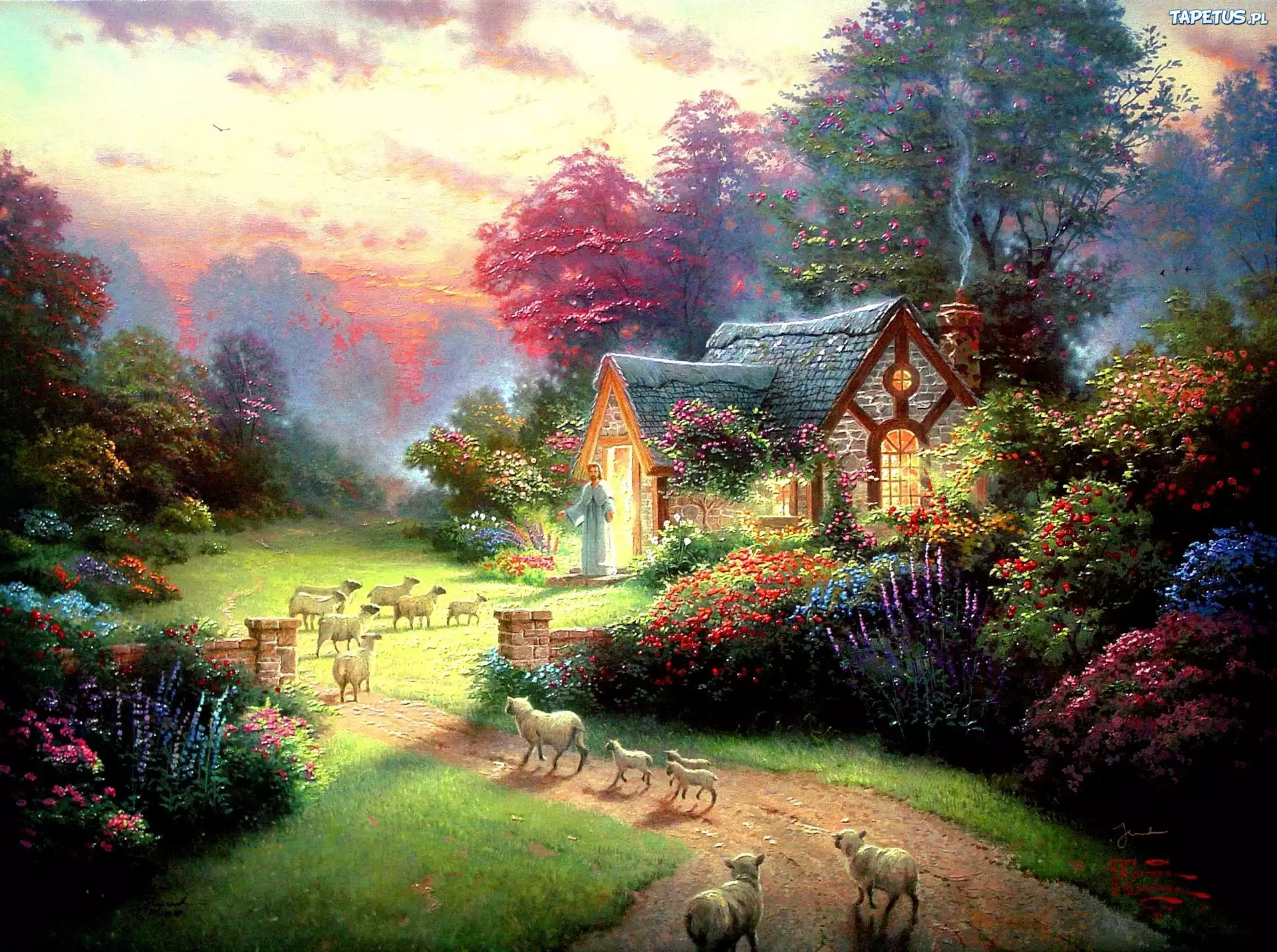 Dom, Droga, Owieczki, Thomas Kinkade