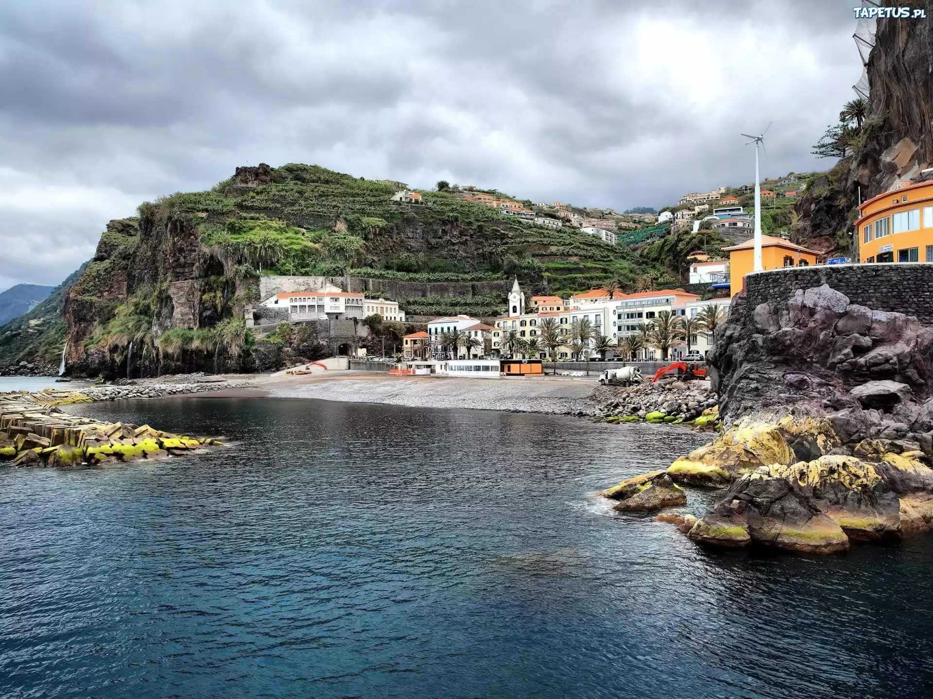 Panorama, Miasta, Ponta, Do, Sol, Wyspa, Madera, Morze, Góry