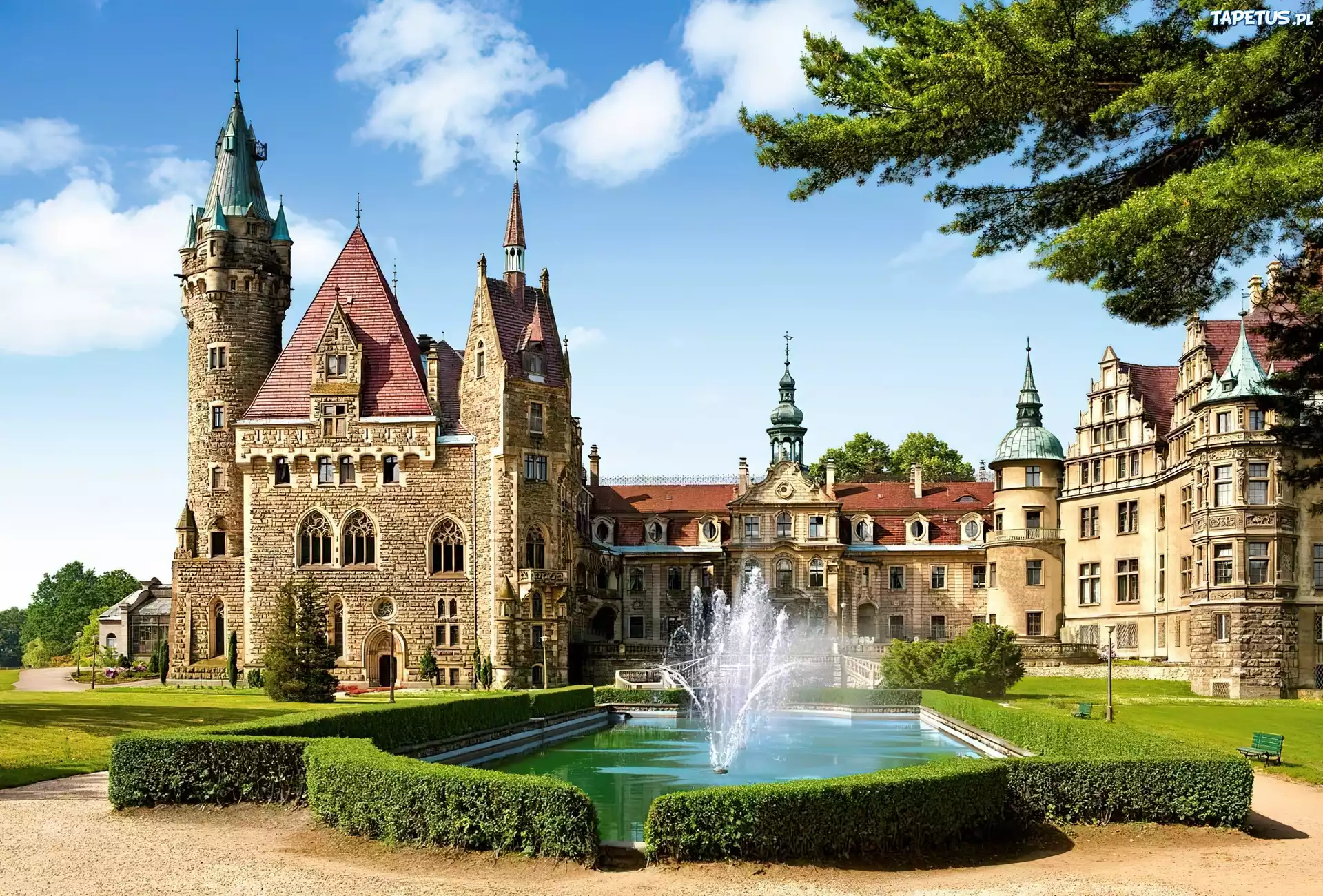 Fontanna, Zamek, Moszna, Polska