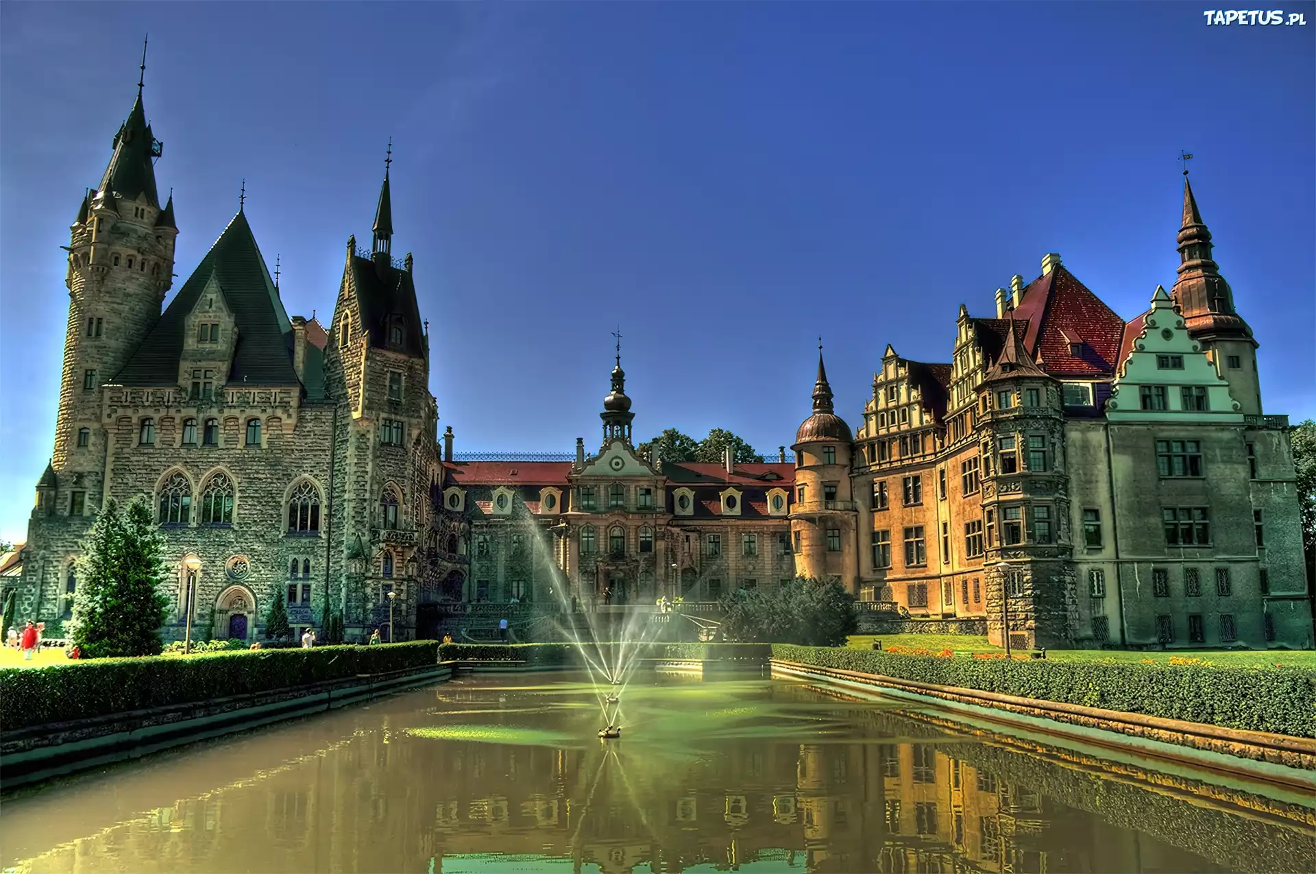 Fontanna, Zamek, Moszna, Polska