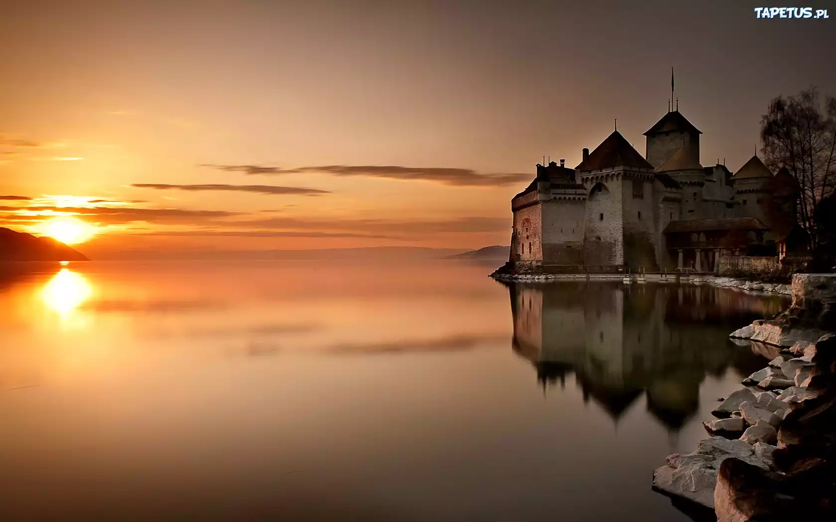 Morze, Zachód, Słońca, Zamek