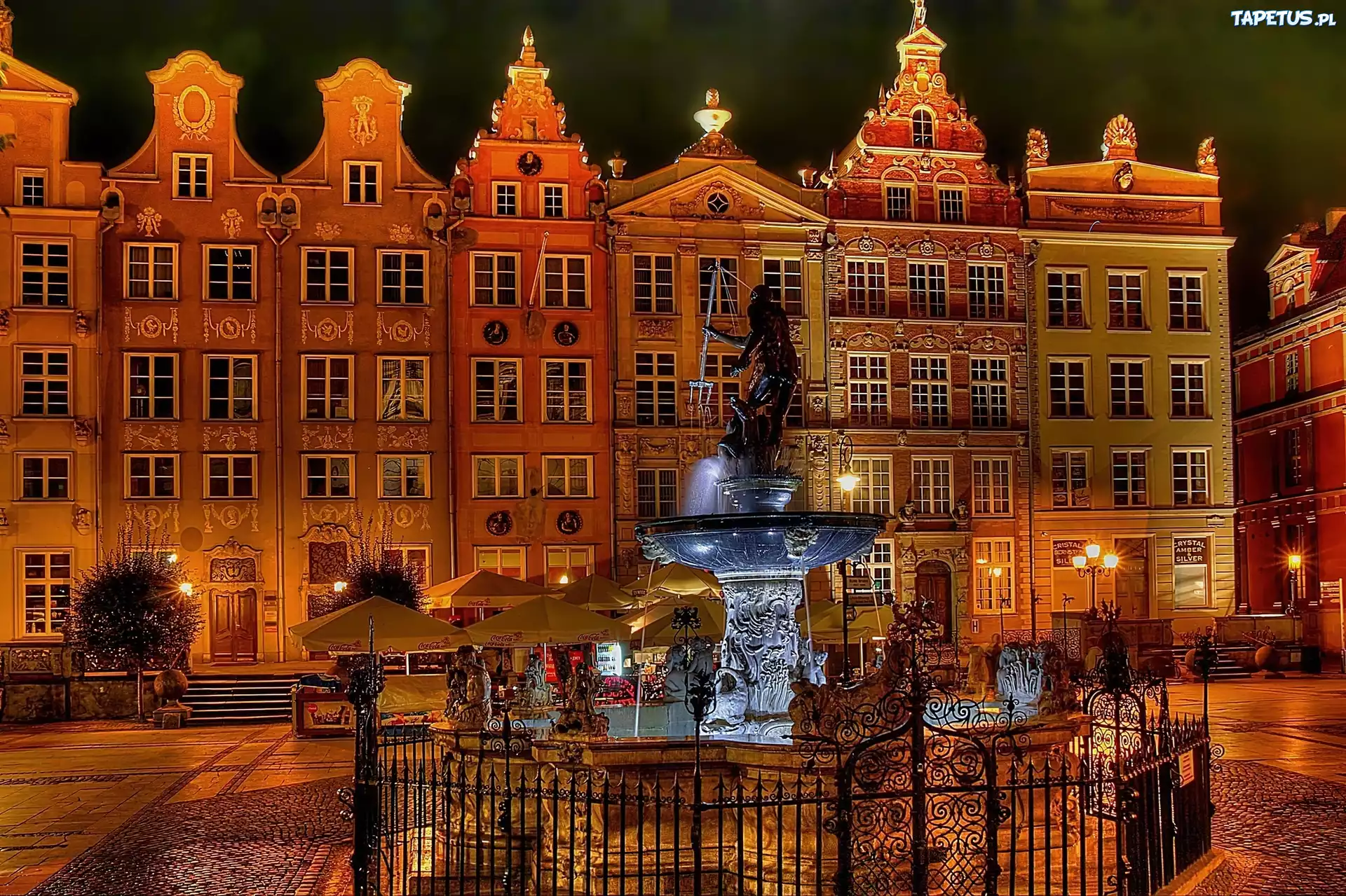 Fontanna, Neptun, Kamienice, Gdańsk, Polska