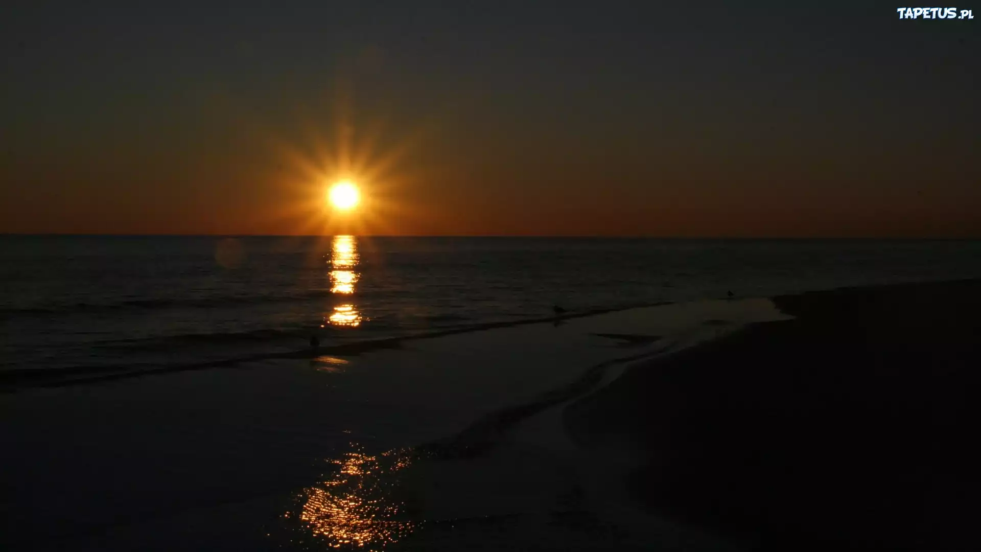 Morze, Plaża, Promienie, Słońca, Zachód, Słońca