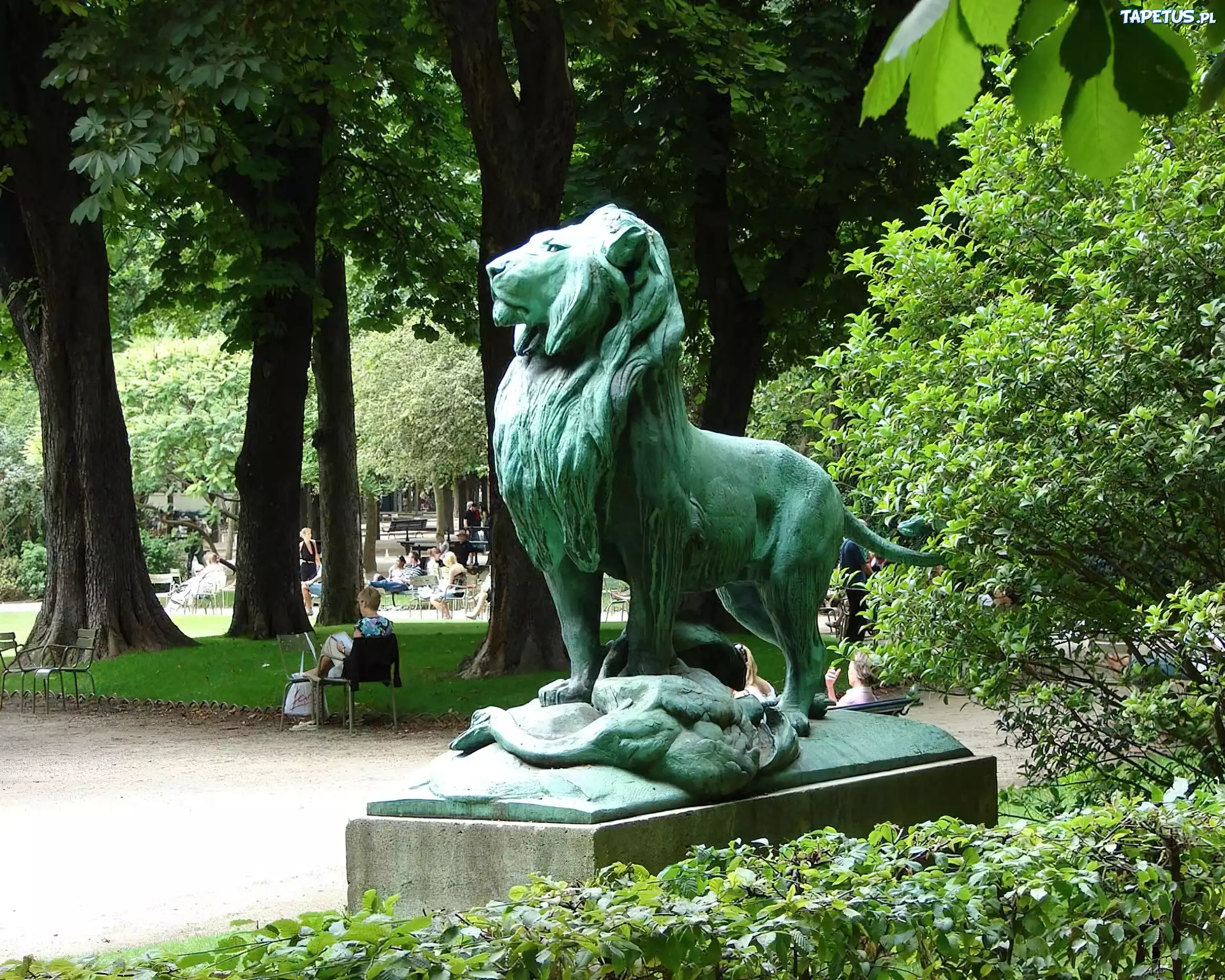 Luksemburg, Park, Zamkowy, Pomnik, Lwa