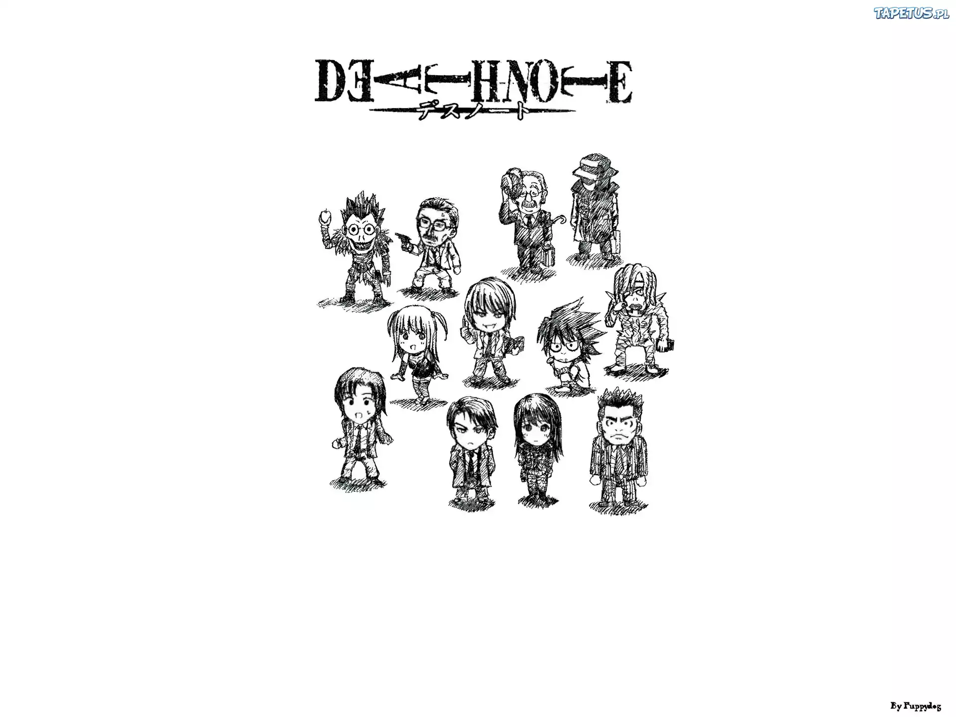 Death Note, postacie, ludziki, szkic