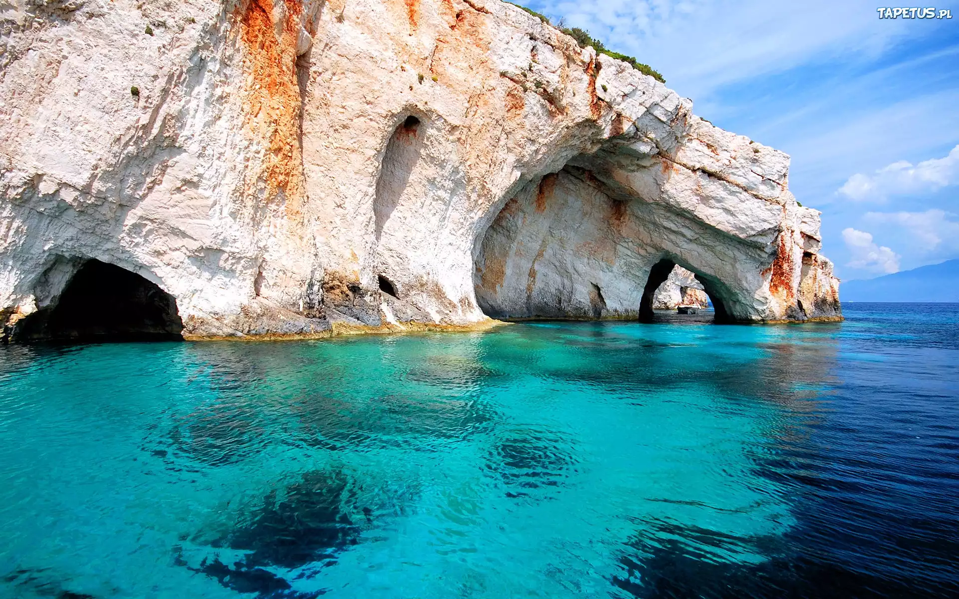 Grecja, Zakynthos, Skinari, Błękitne Jaskinie, Morze