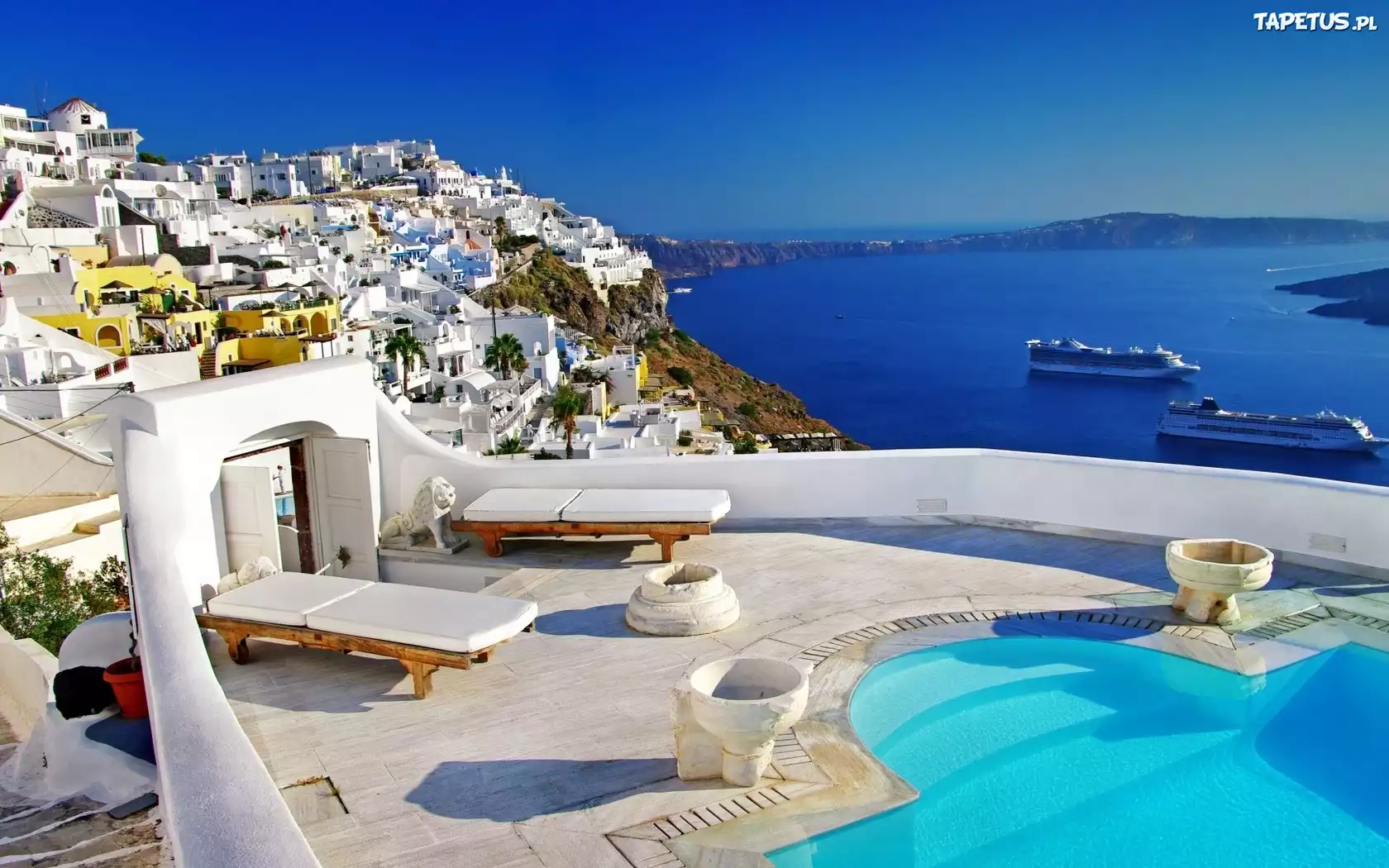 Grecja, Santorini, Morze, Spa