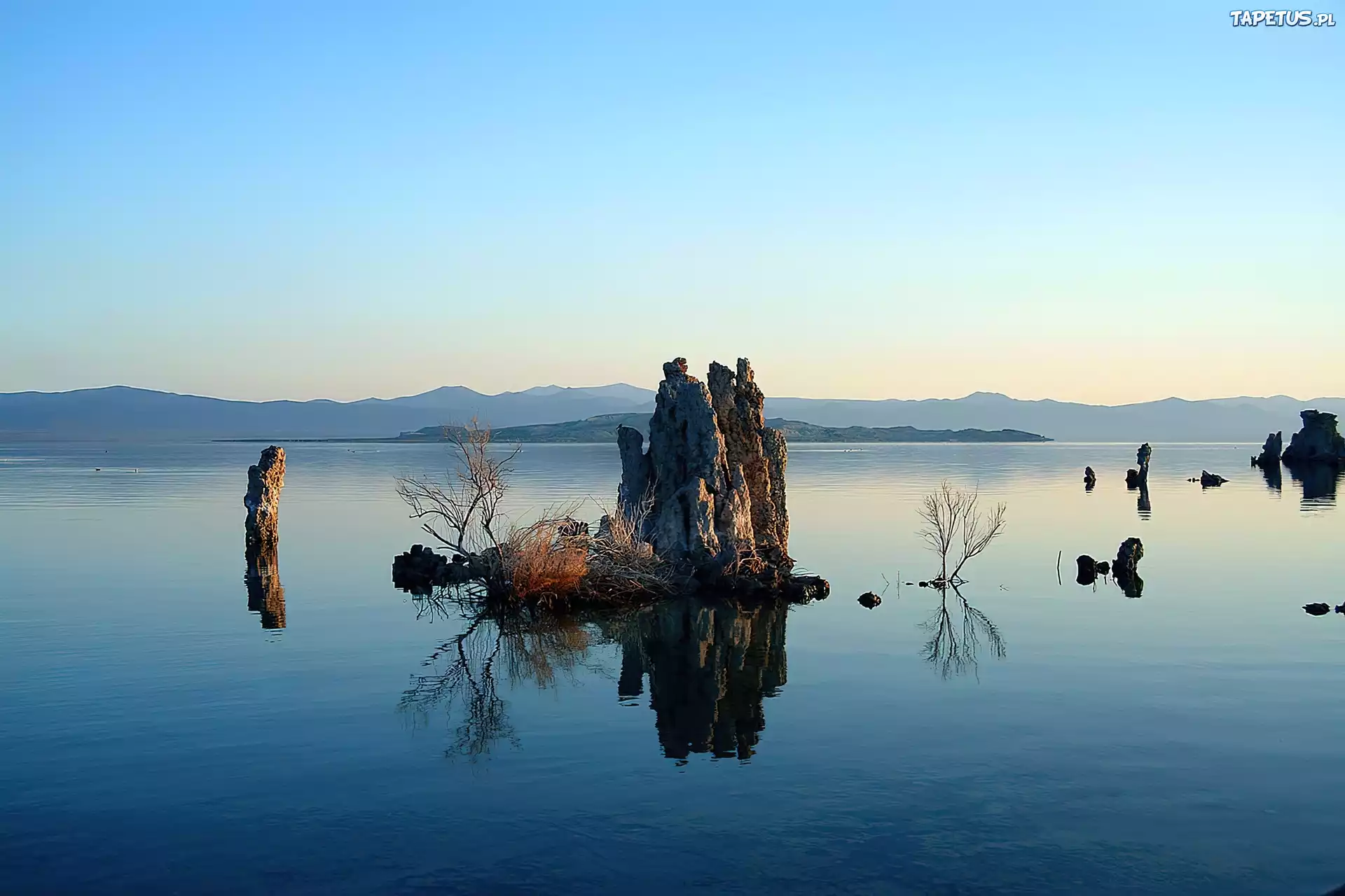 Jezioro, Skały, Mono Lake, Kalifornia