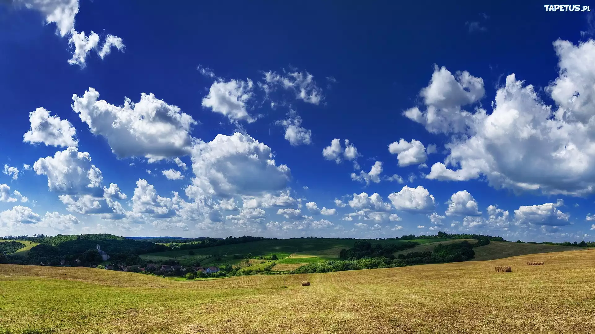 Farmy, Pola, Chmury, Panorama