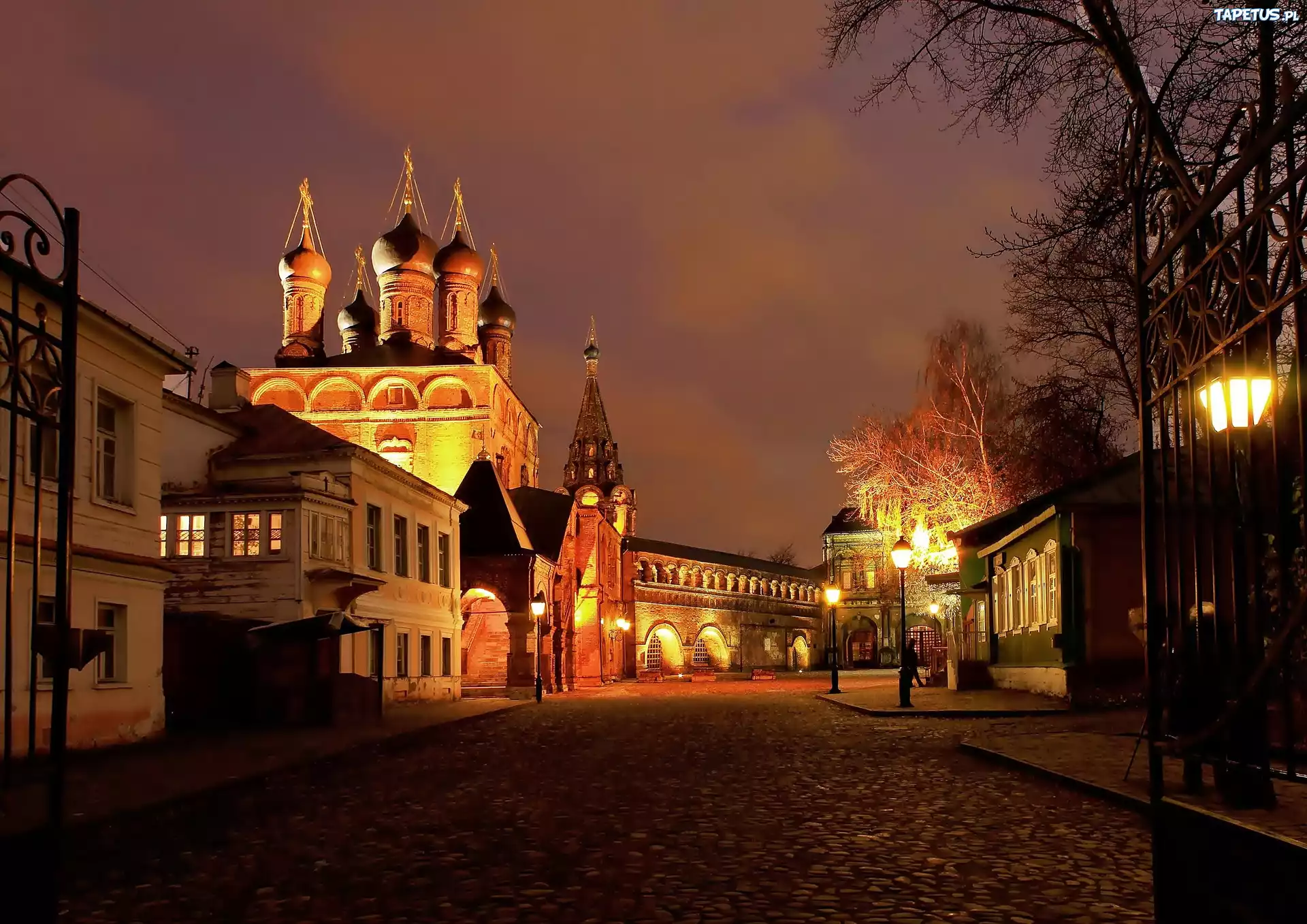 Ulica, Wieczór, Oświetlona, Cerkiew