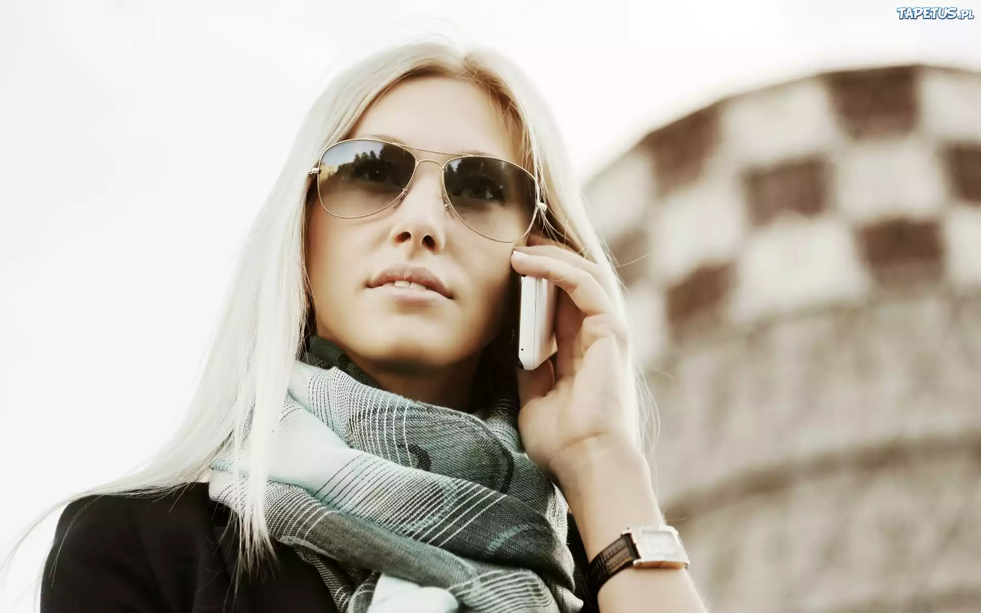 Kobieta, Okulary, Telefon