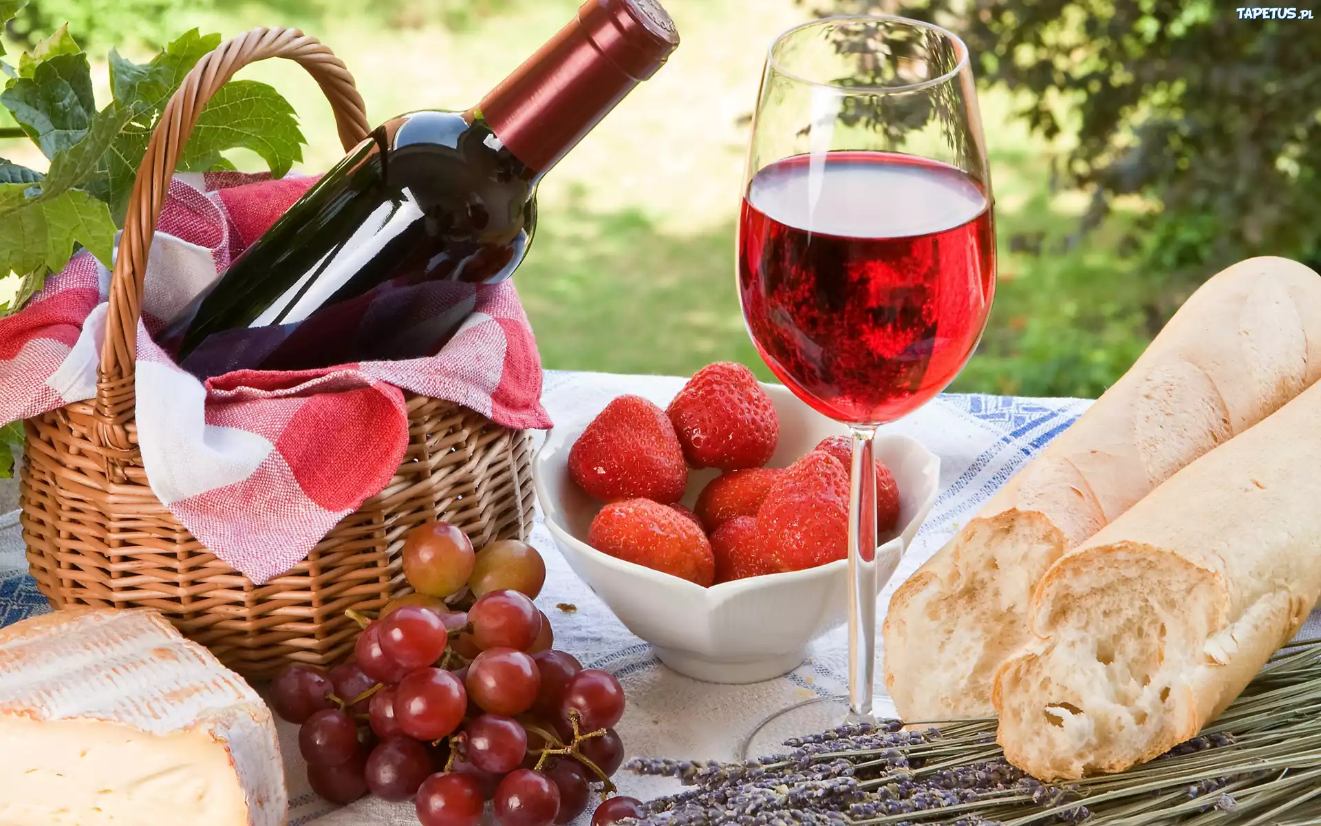 Wino, Owoce, Łąka, Piknik