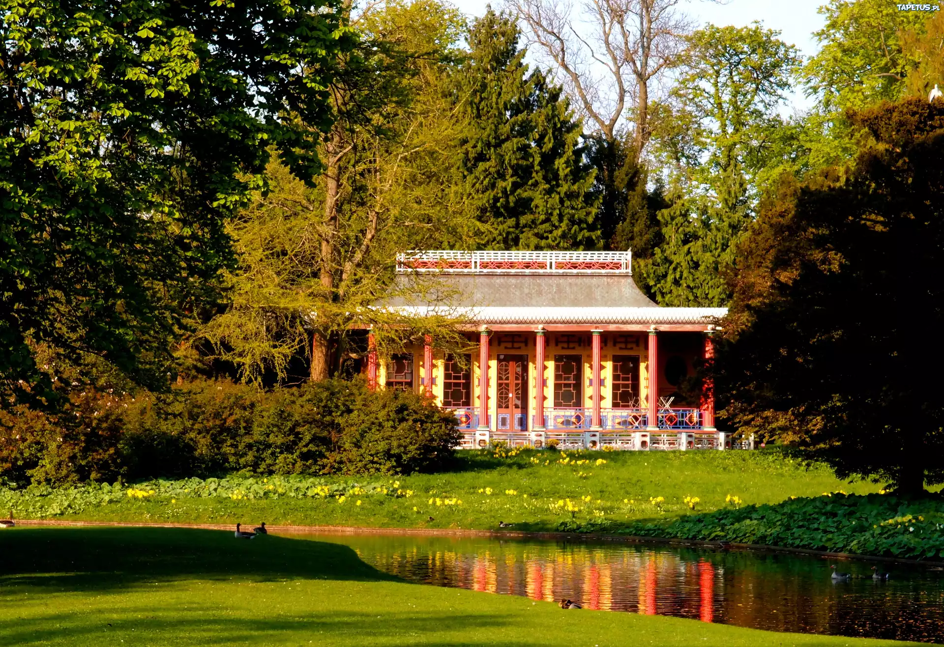 Kopenhaga, Park, Frederiksberg, Garden, Pawilon, Chiński